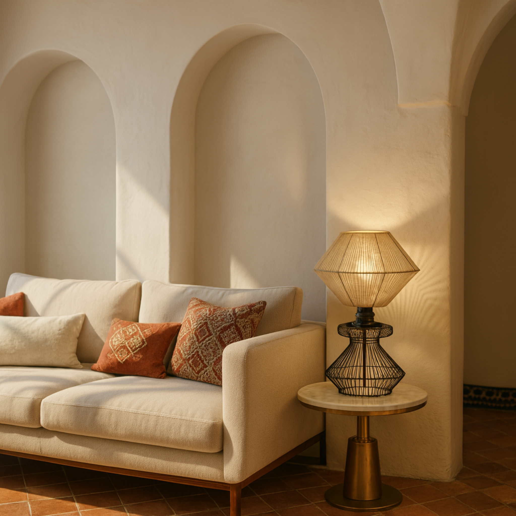 Lampe de Table Design en Jute et Métal Noir | Fait Main | Tunisie