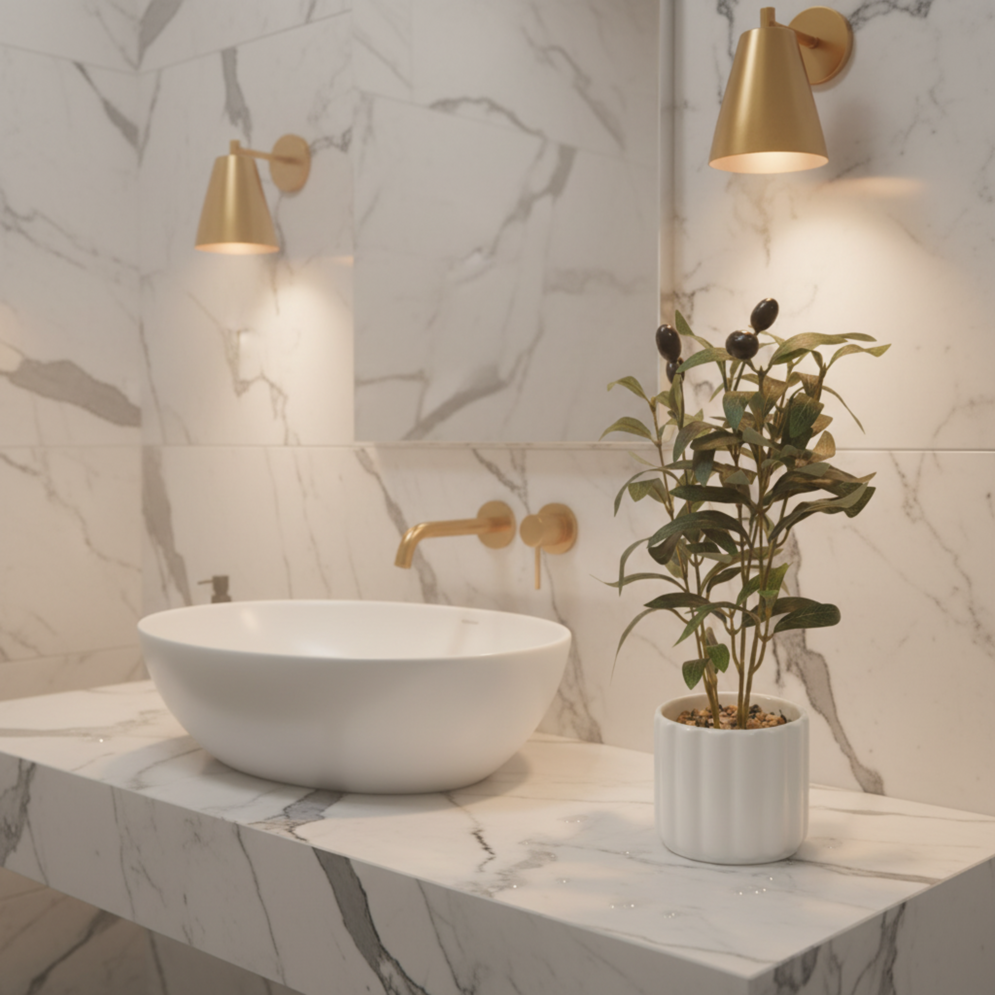 Olivier Artificiel en Pot Céramique Blanc - Déco Tunisie