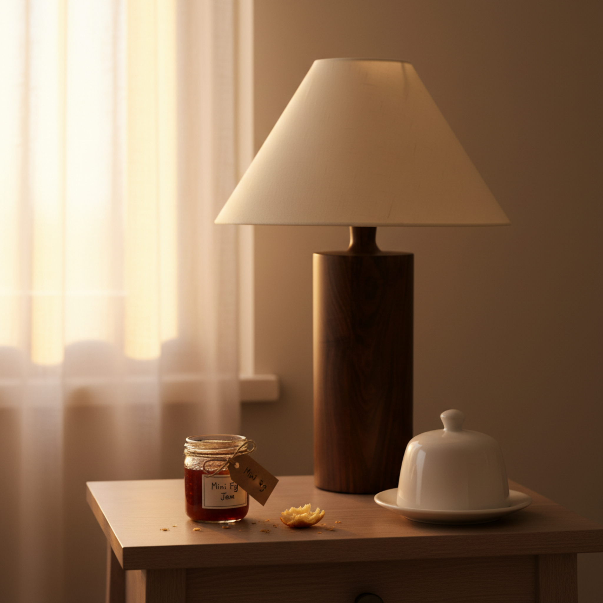 Lampe de Chevet Bois Hêtre & Lin | Fiolla Home Tunisie