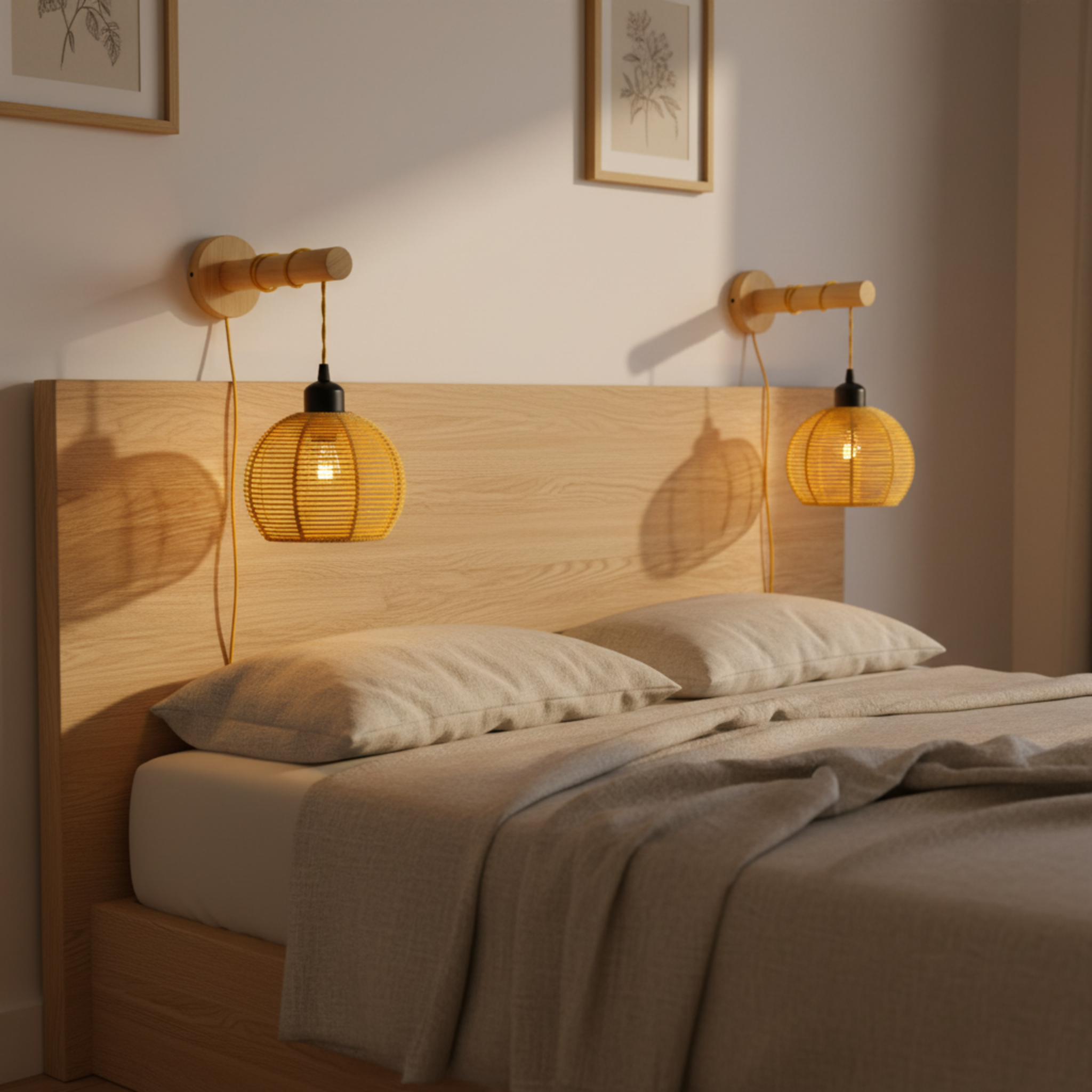 Applique Murale "Nasma" – Baladeuse Design en Bois et Jute Tressé