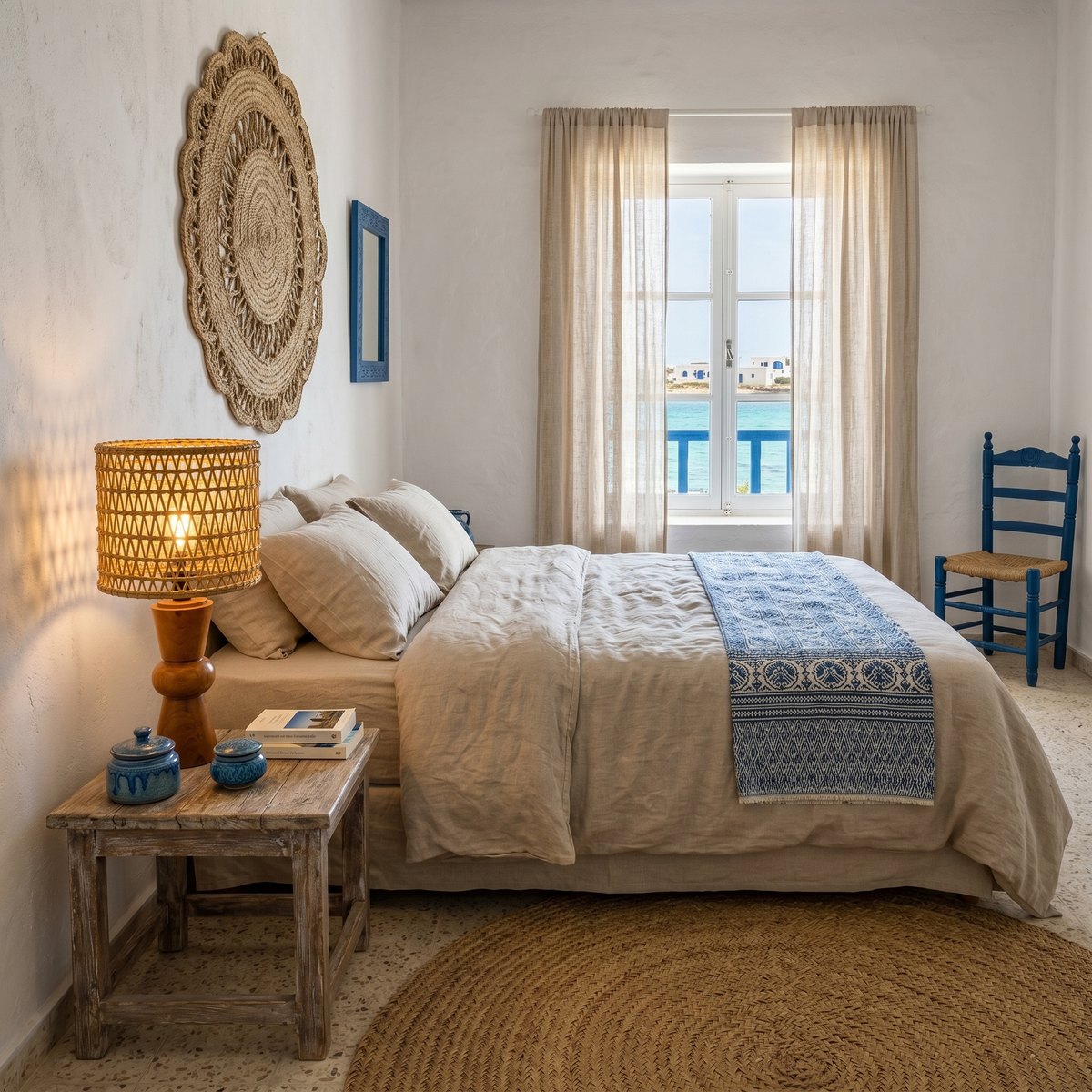 Lampe à Poser Bois d'Olivier Fibres de Palmier Tunisie | Fiolla Home