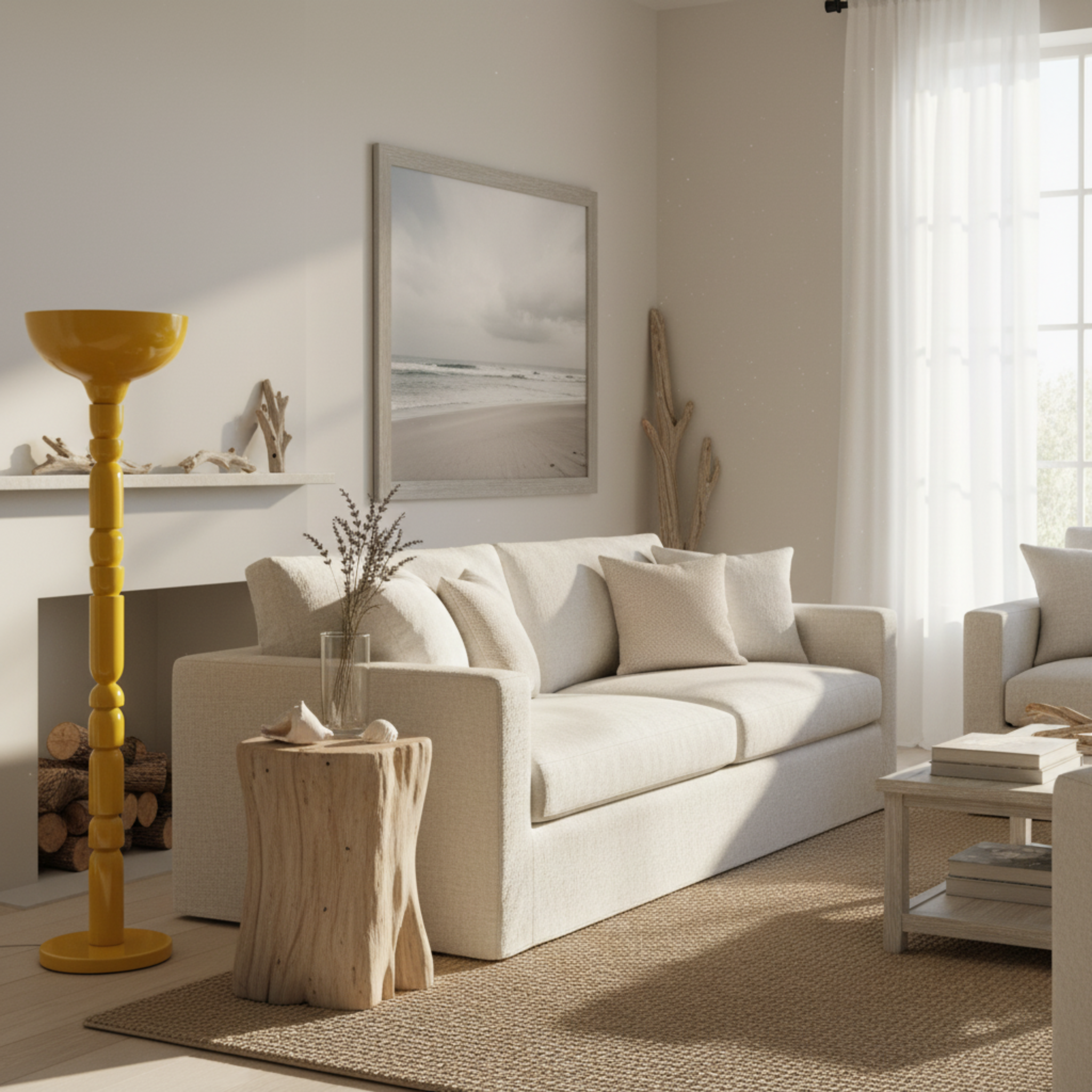 Lampadaire Sur Pied Design Jaune | Luminaire de Salon Moderne Tunisie