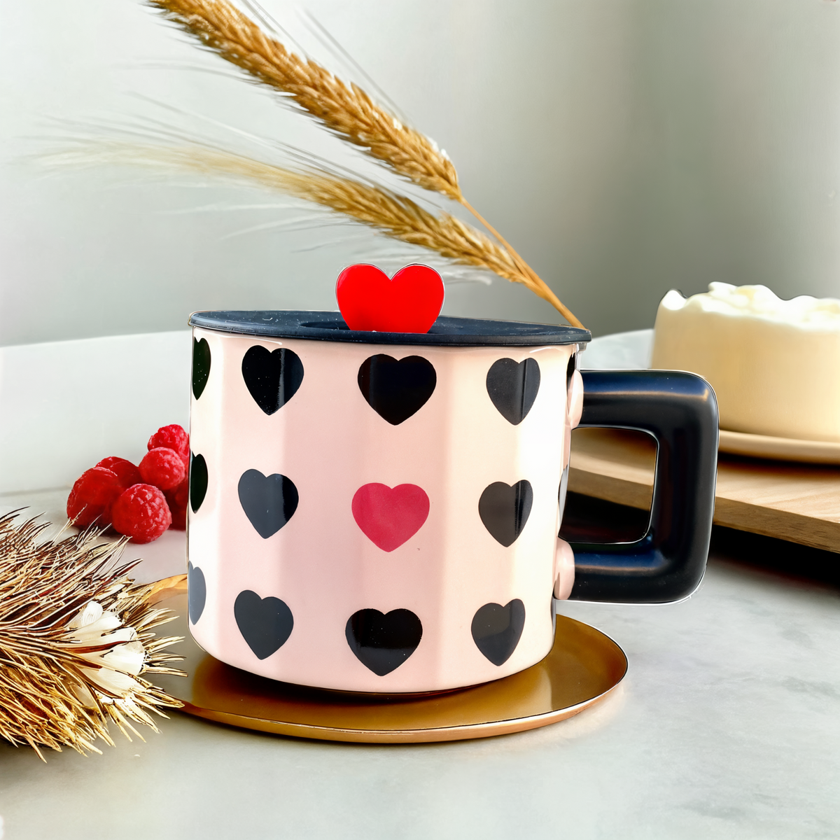 Mug à Motifs de Cœurs | Style Raffiné et Pratique | Fiolla Home