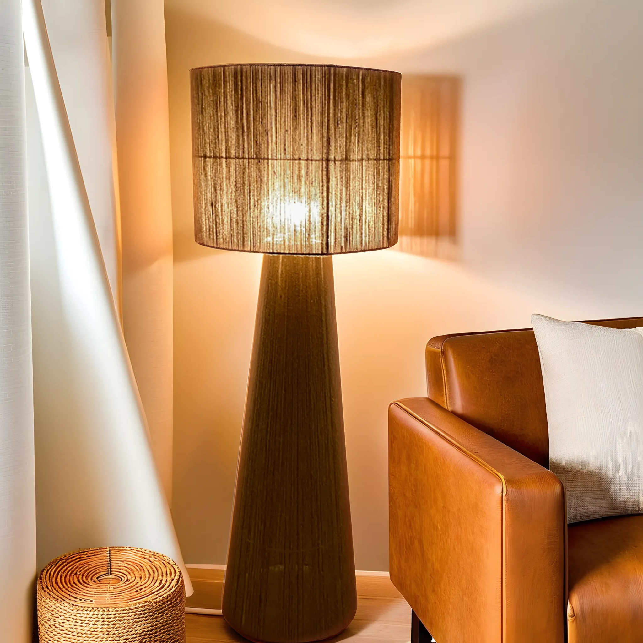 Lampadaire en Fibres de Jute | Handmade en Tunisie | Fiolla Home