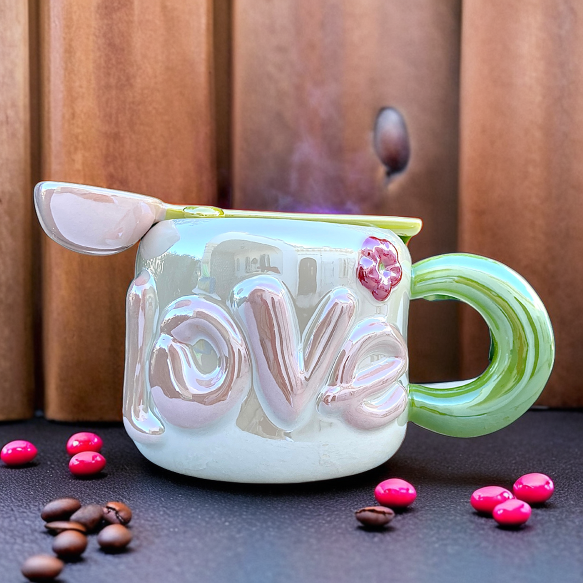 Tasse Céramique Love | Design Changeant & Cuillère | Fiolla Home