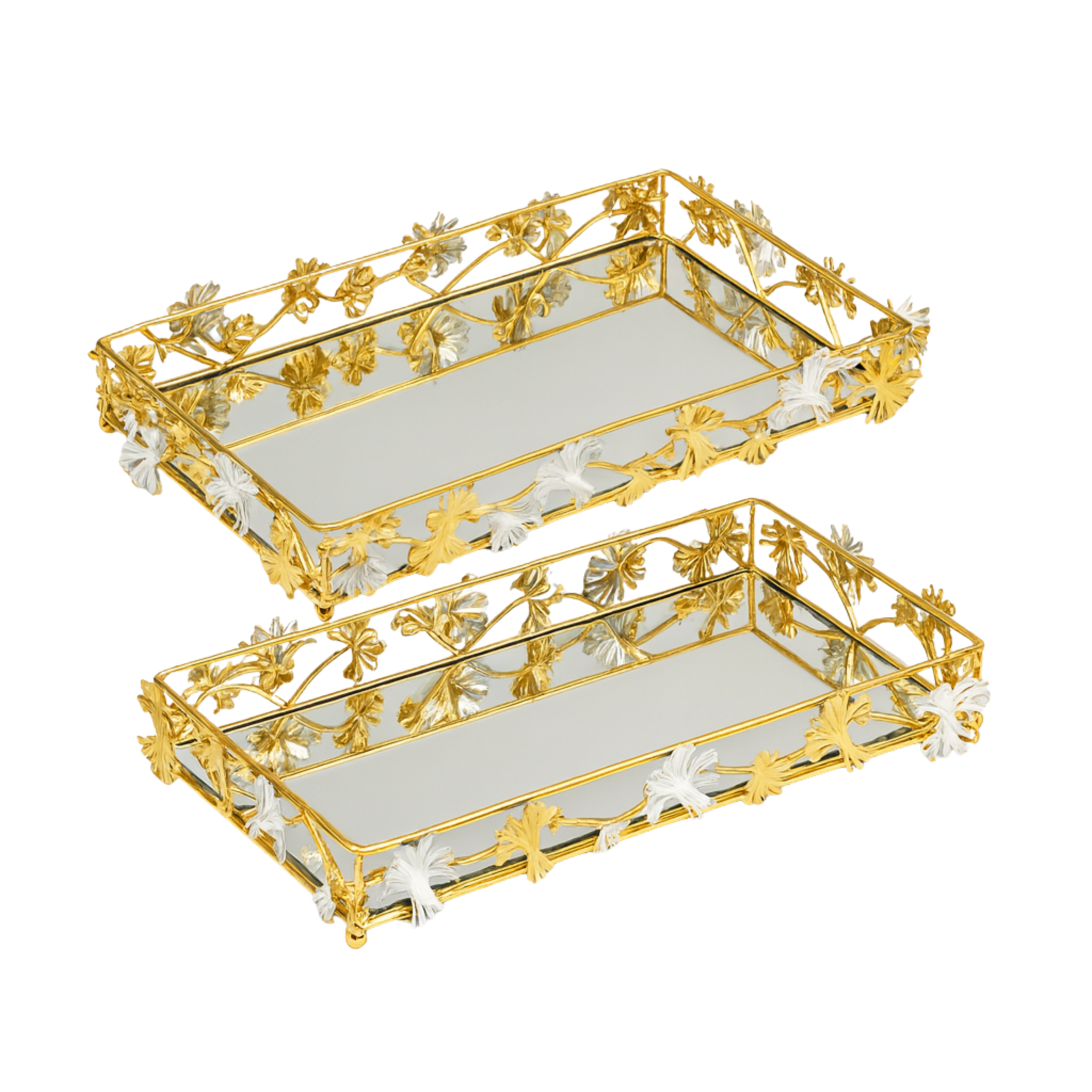 Plateaux de Présentation Dorés avec Miroir | Lot de 2 | Tunisie | Fiolla Home