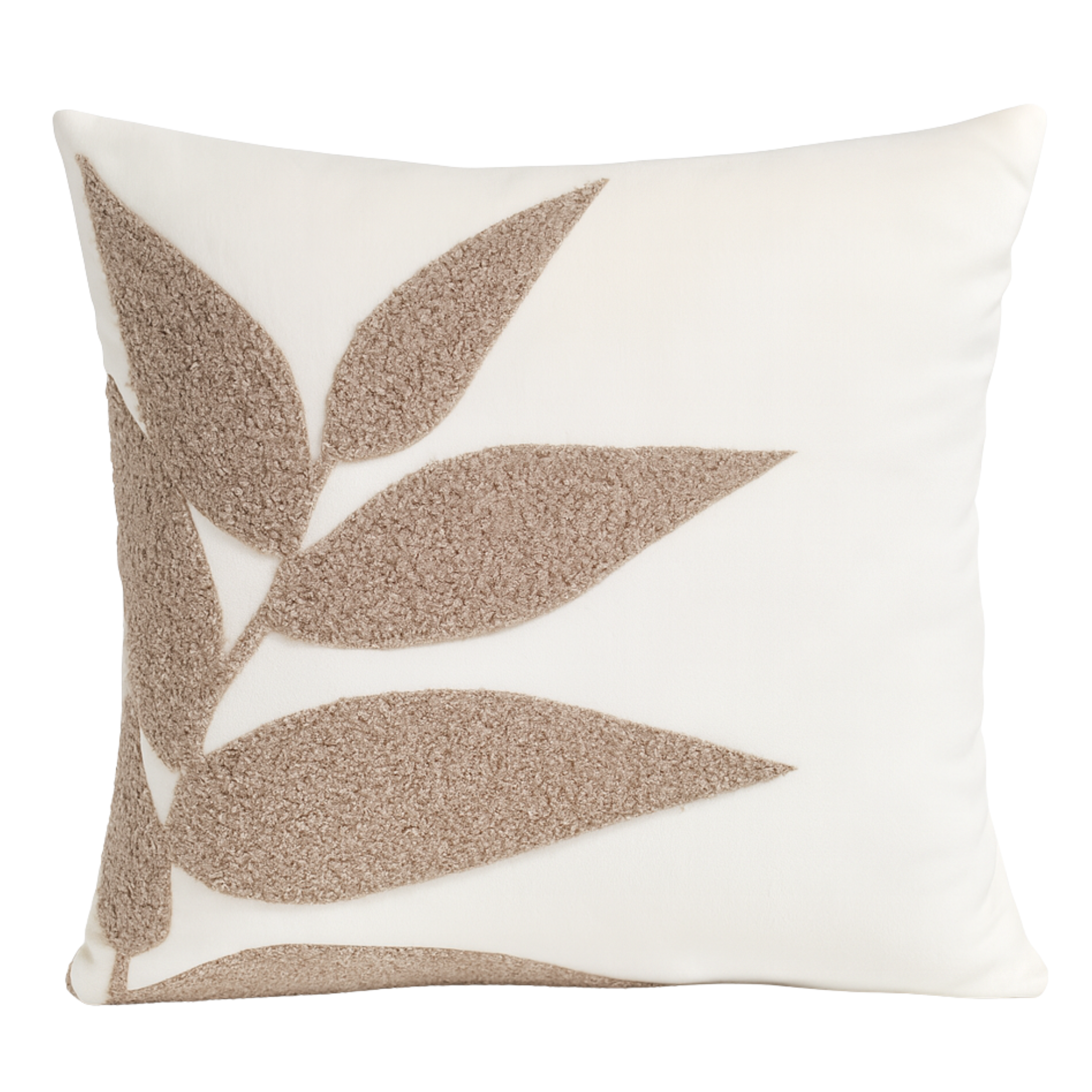 Coussin Décoratif Tunisie – Motif Feuille Beige | Fiolla Home