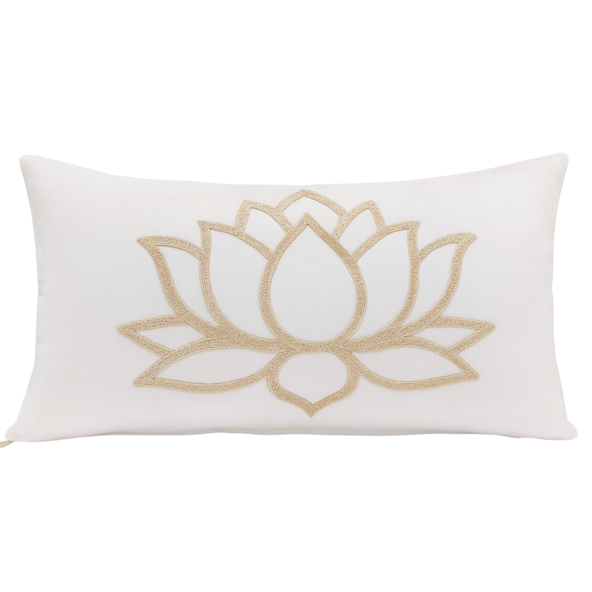 Coussin Rectangulaire Lotus Beige – Élégance Zen | Fiolla Home Tunisie