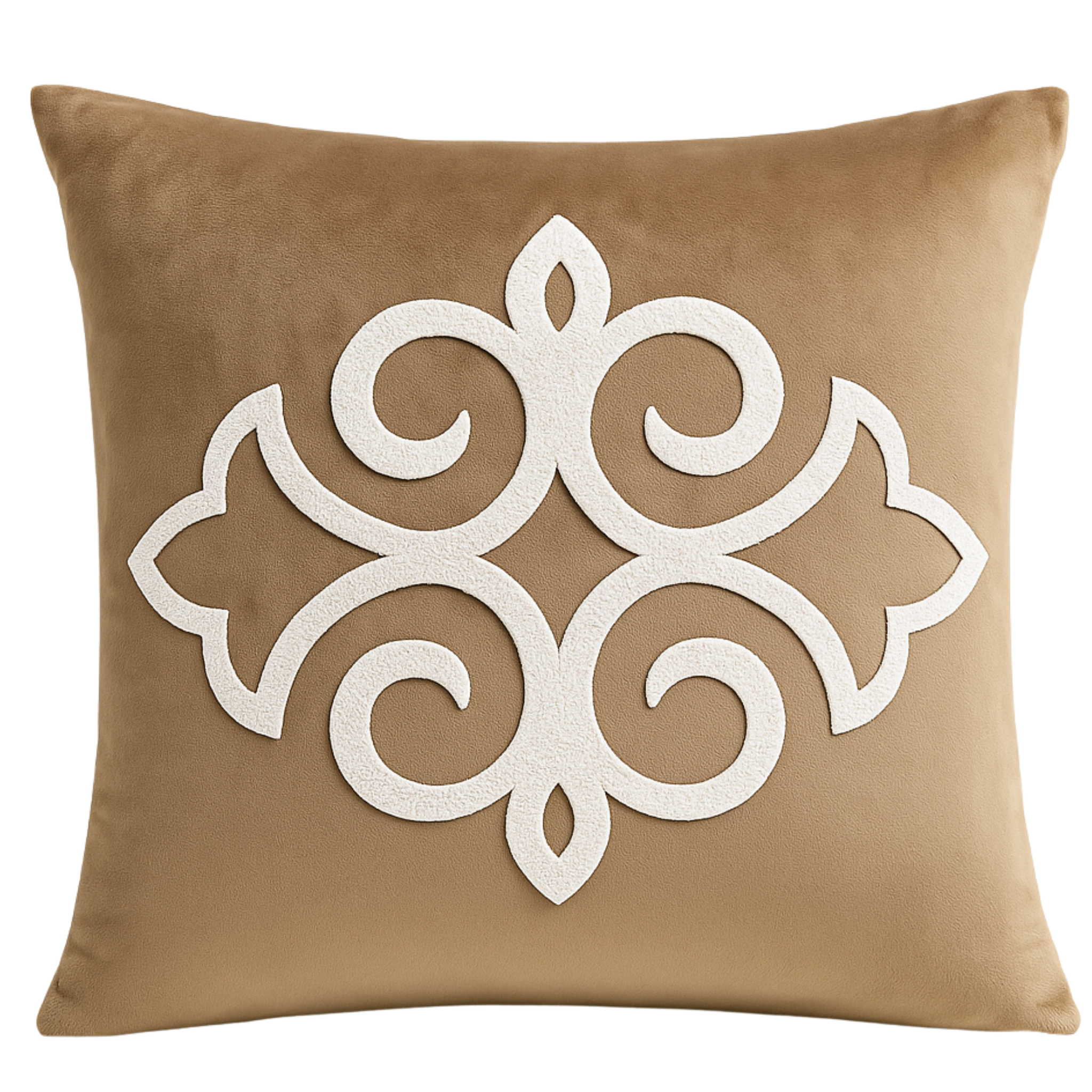 Coussin Beige Camel Tunisie – Volutes Arabesques | Fiolla Home