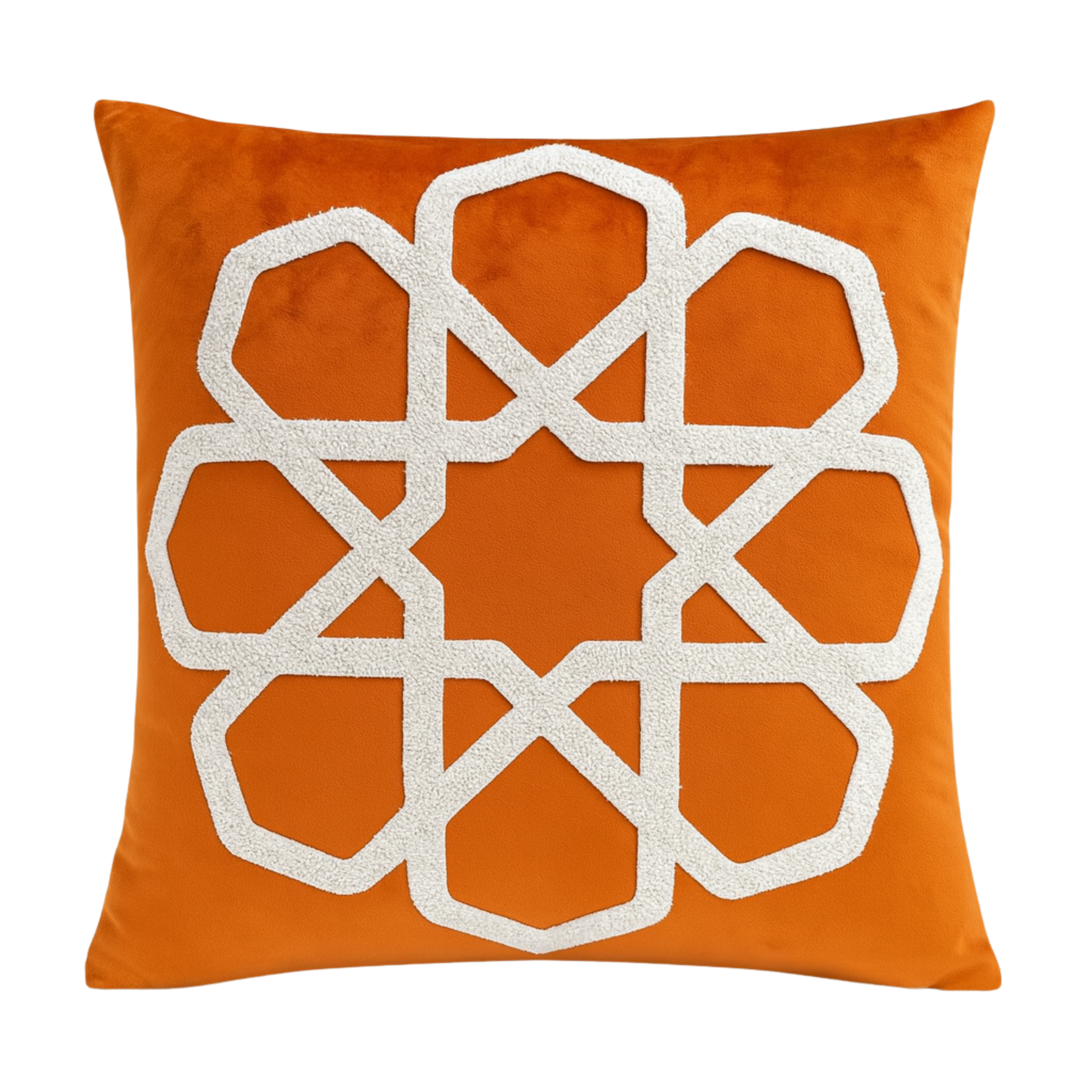 Coussin Orange Tunisie – Étoile Zellige Arabesque | Fiolla Home