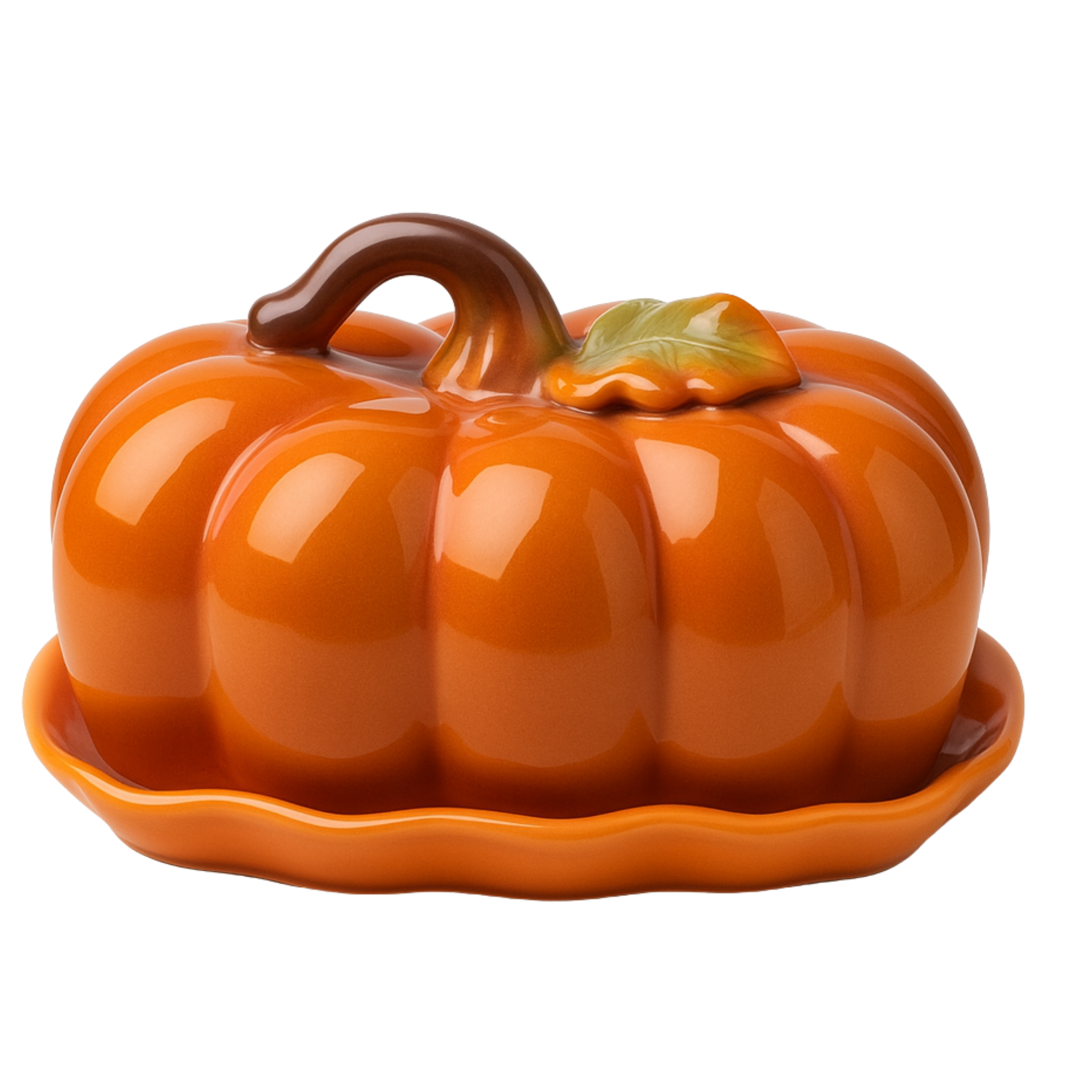 Plat à Beurre/Fromage Citrouille – Céramique brillante