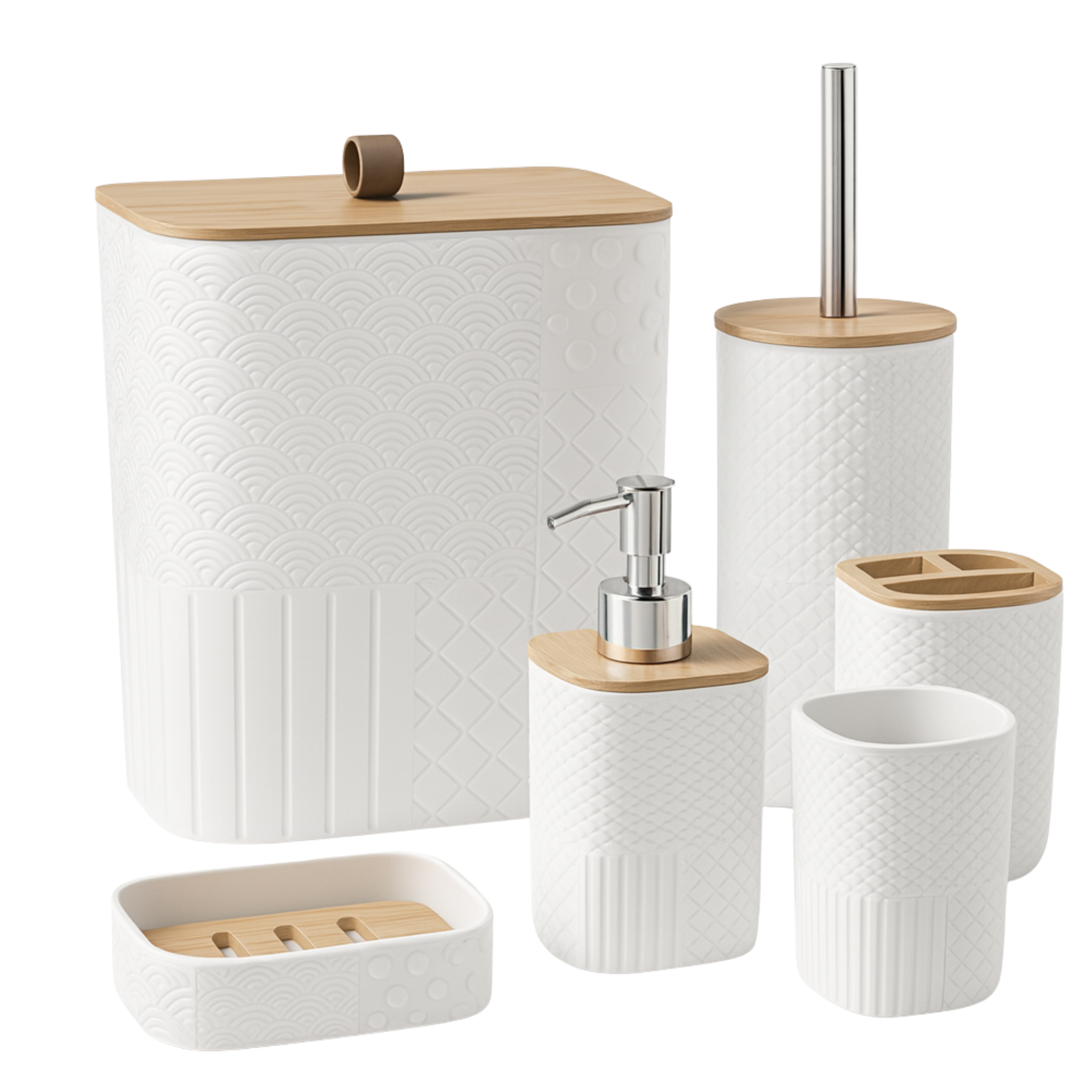 Ensemble Accessoires Salle de Bain 7 Pièces – Design Scandinave
