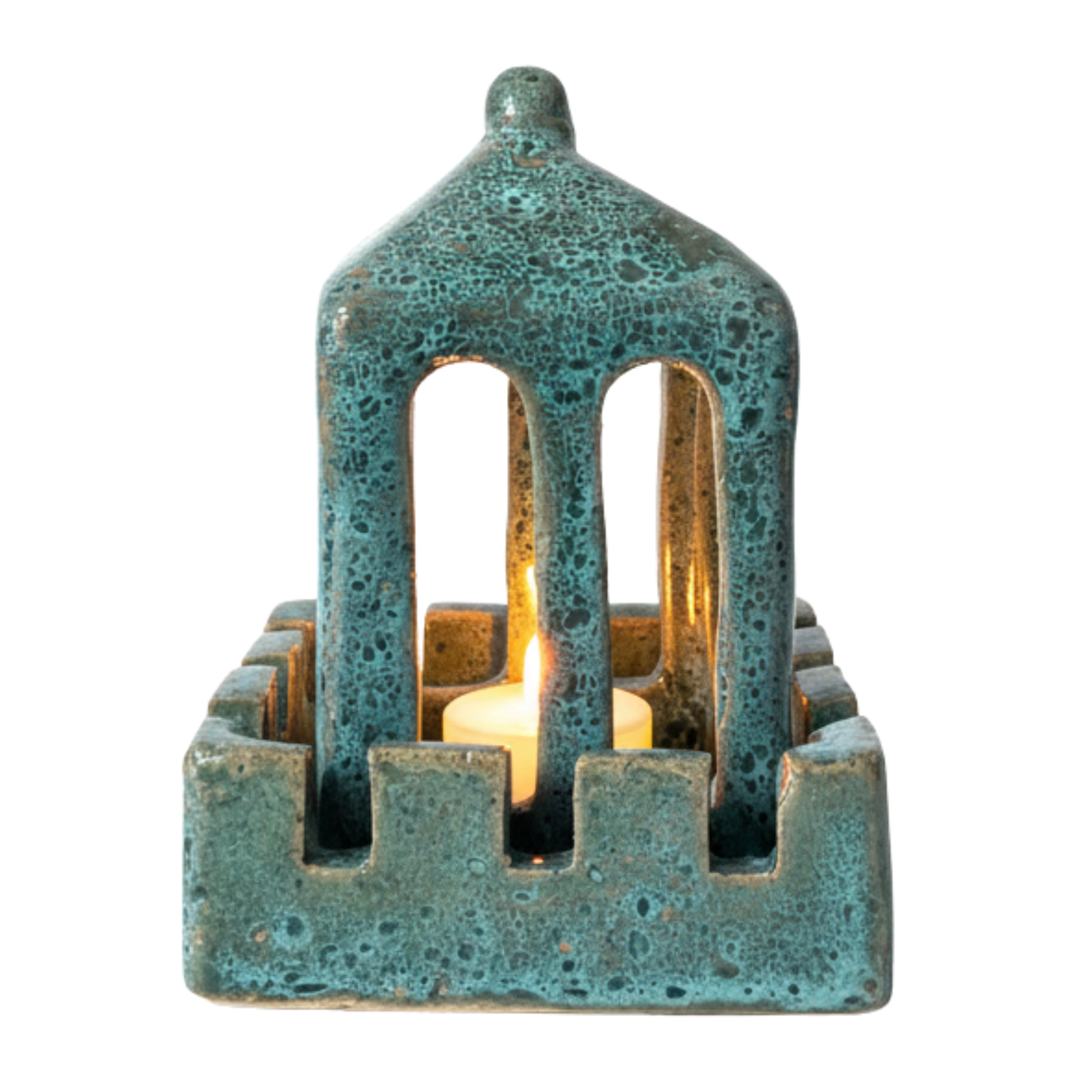 Photophore en Céramique – Pavillon Méditerranéen Turquoise