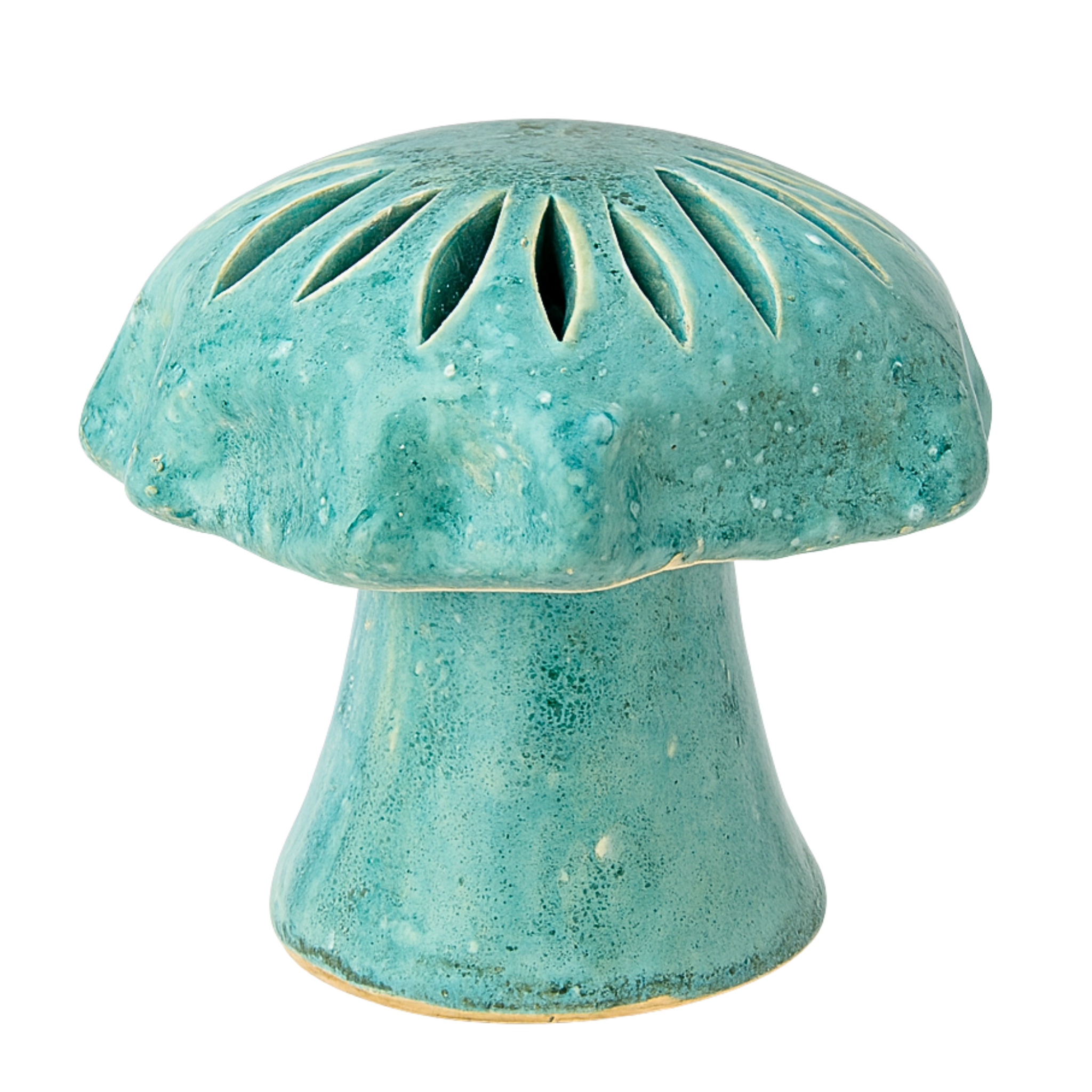 Cache-bougie Champignon en céramique turquoise – Style tunisien