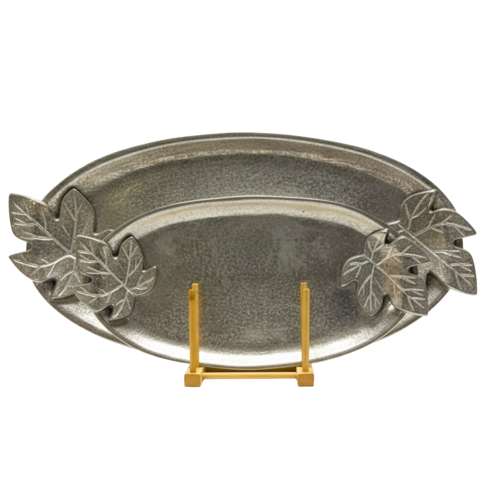 Set de 2 Plateaux Ovales Cuivre Indien Feuilles Figuier | Fiolla Home