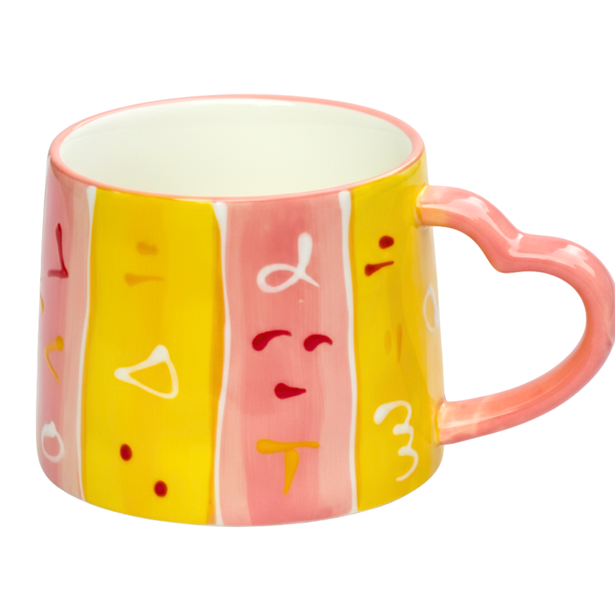 Mug Coloré avec Anse en Forme de Cœur | Tasse Originale en Céramique