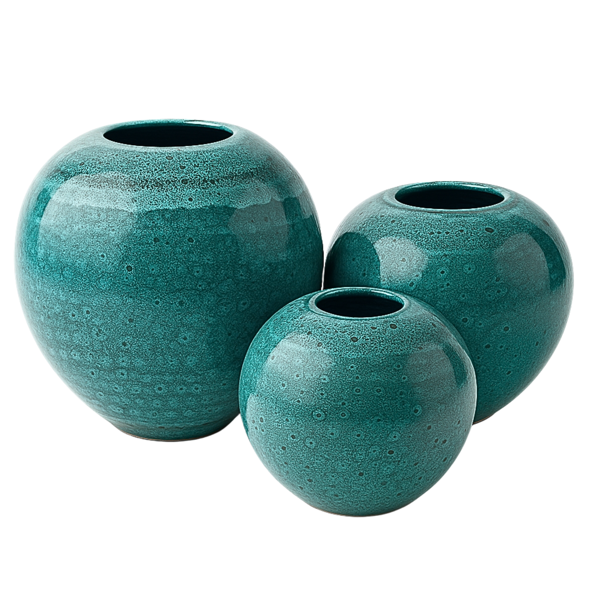 Vases en céramique émaillée – Vert méditerranéen (lot de 3)