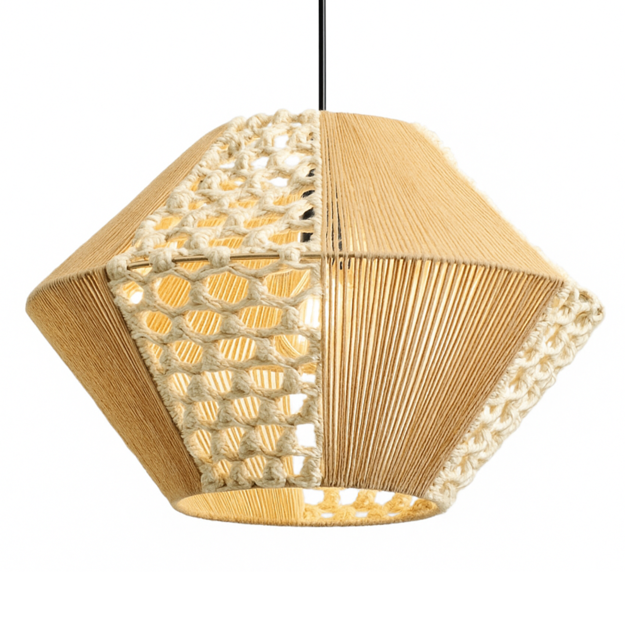 Suspension Jute & Macramé Géométrique | Artisanat Tunisien pour Intérieur Chic