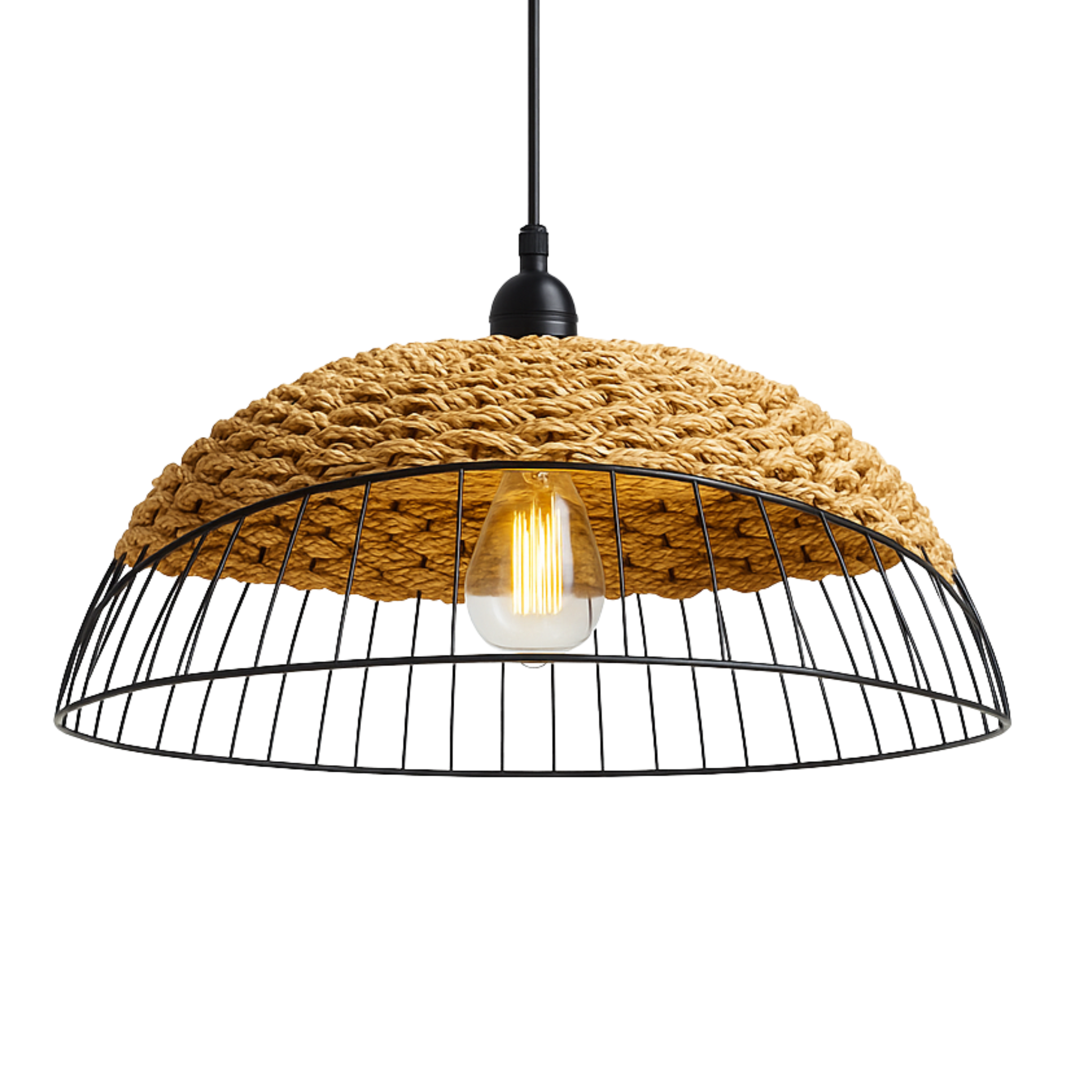 Suspension Dôme "Oasis Lumineuse" | Fibres Végétales & Métal | Tunisie