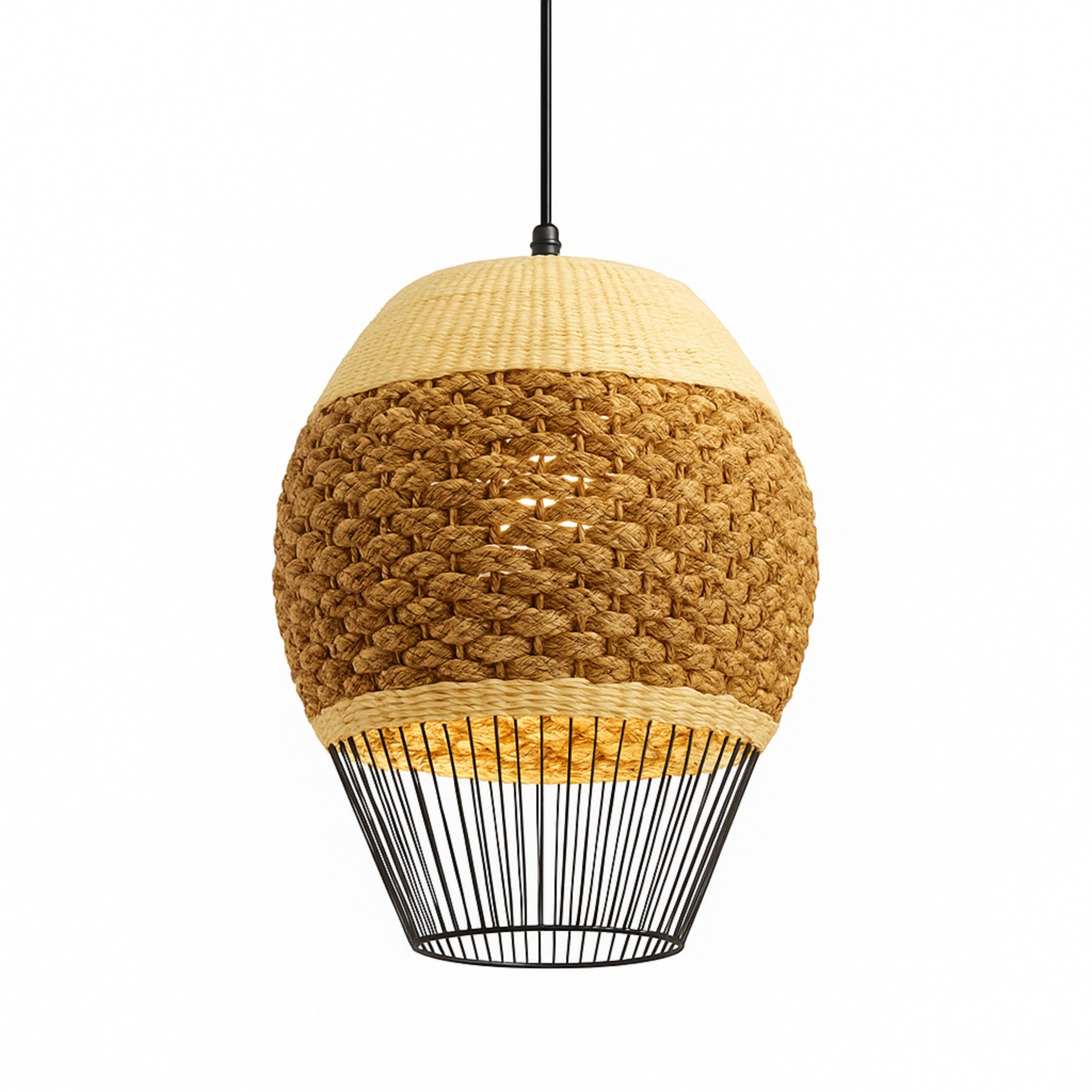 Suspension "Nomade Lumineux" | Fibres Végétales & Métal | Tunisie