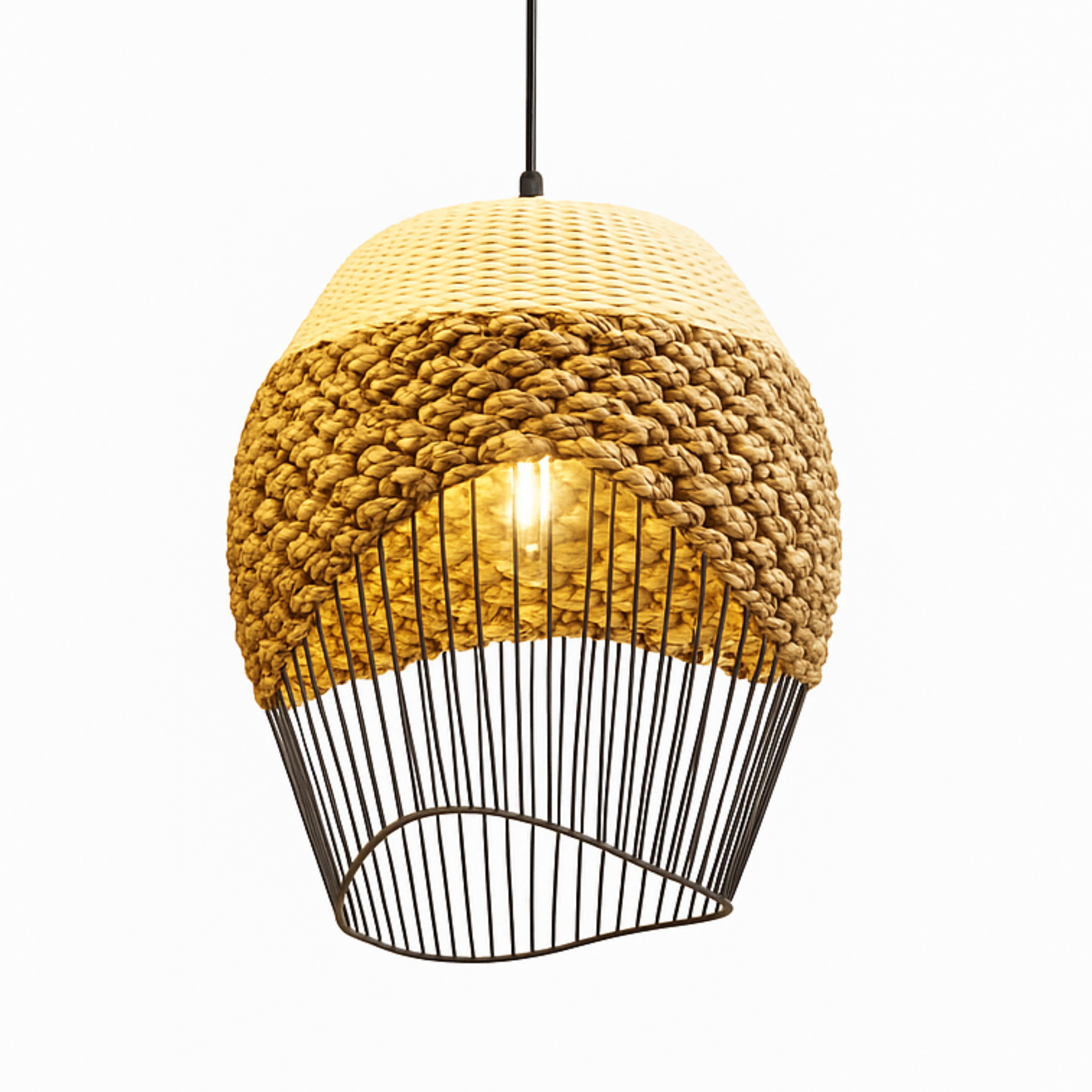 Suspension Corbeille Fibres Végétales & Métal | Design Artisanal | Tunisie