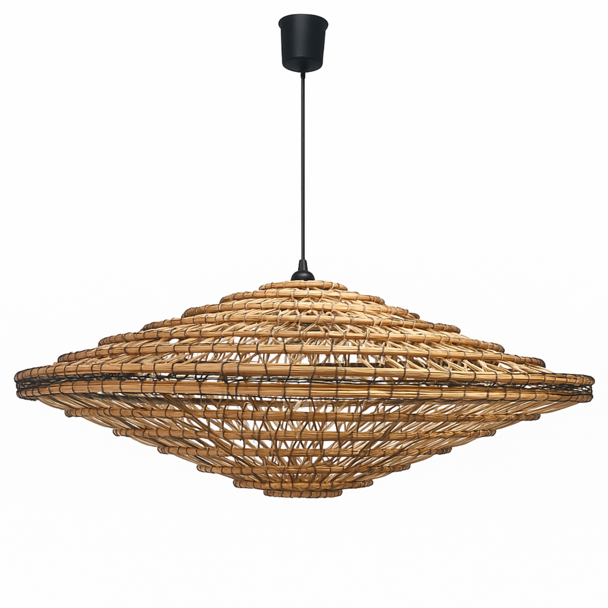 Lustre artisanal en fibres de dattes – Suspension bohème et naturelle