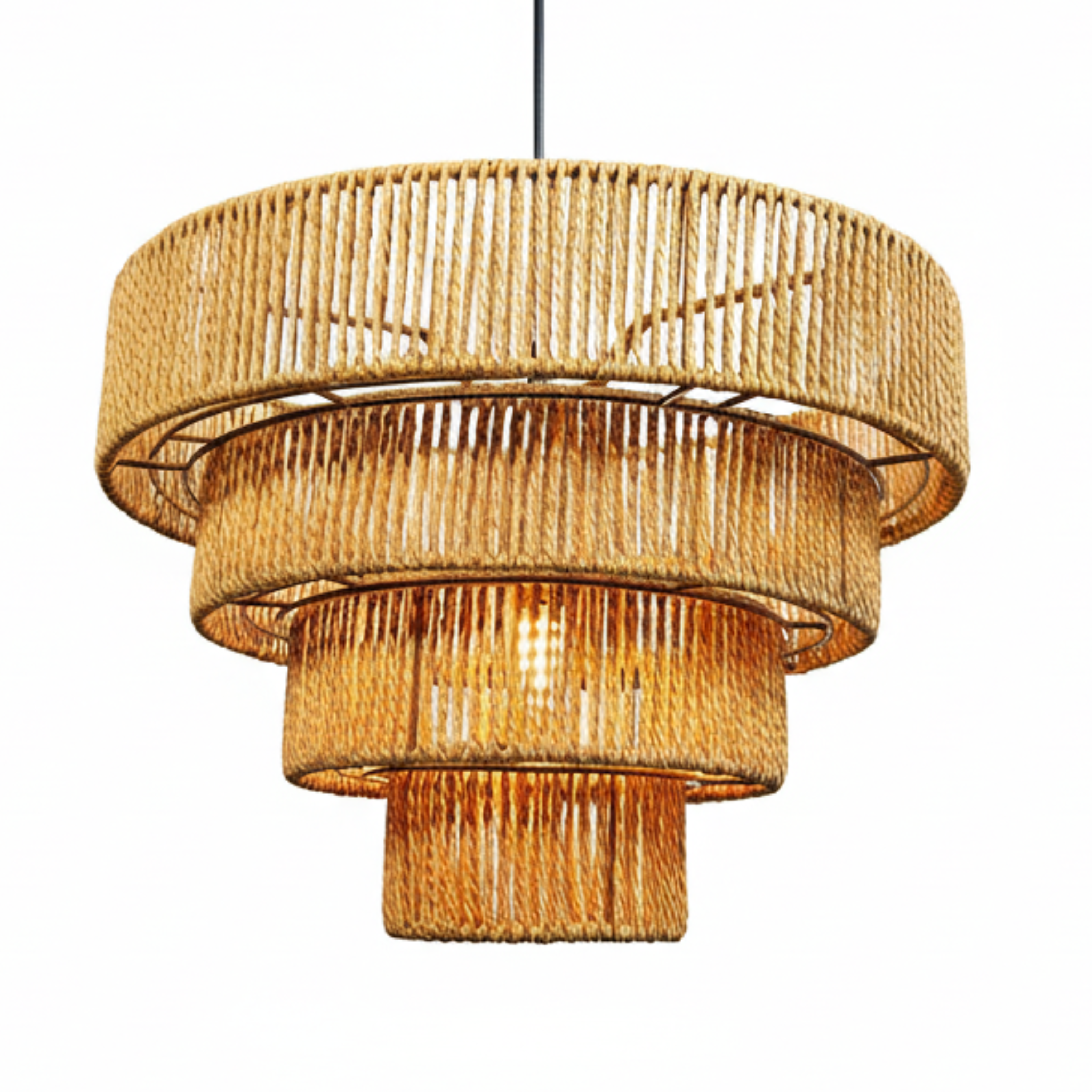 Grand Lustre Artisanal "Helios" en Fibres Naturelles – Bohème Chic