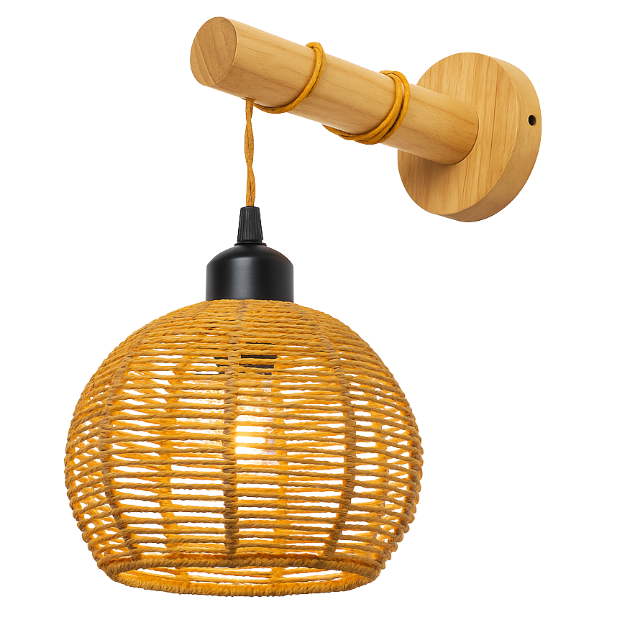 Applique Murale "Nasma" – Baladeuse Design en Bois et Jute Tressé