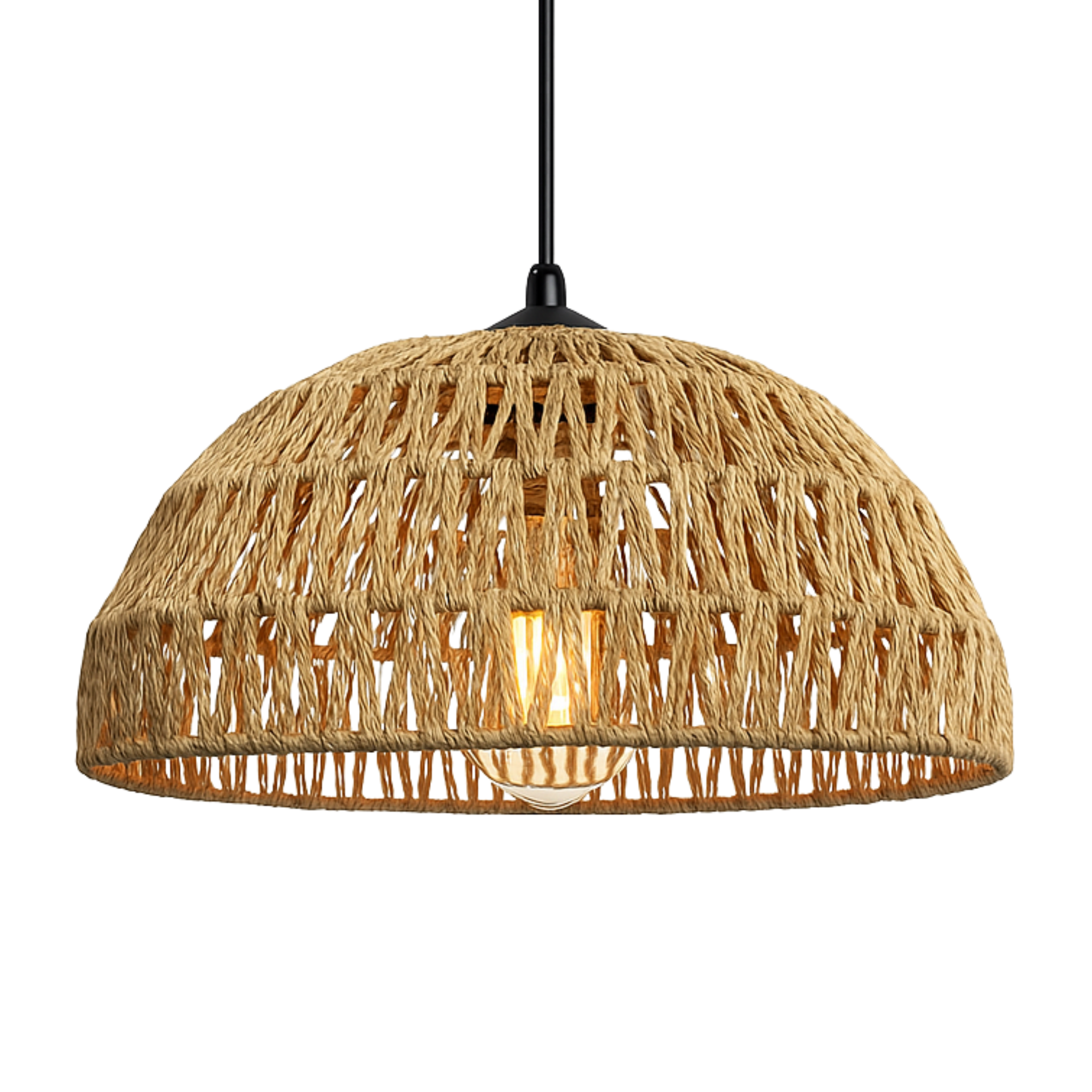 Suspension "Sama" en Jute Tressé – Luminaire Dôme Style Boho