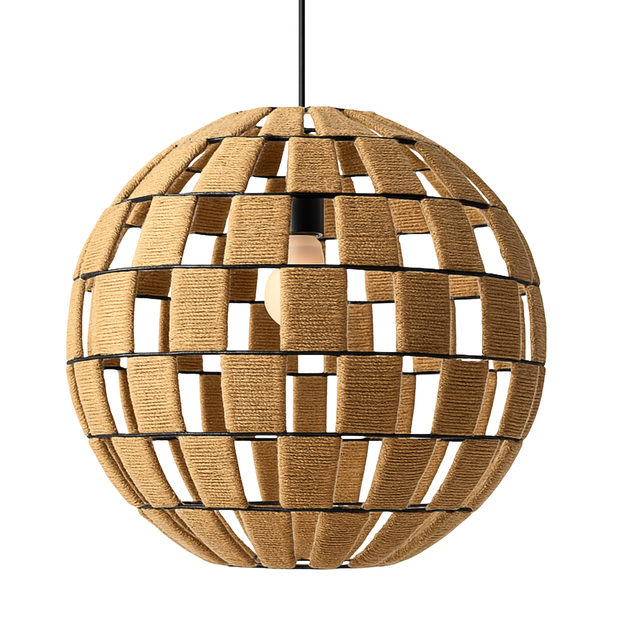 Suspension Sphérique Bois Tressé | Design Artisanal | Tunisie