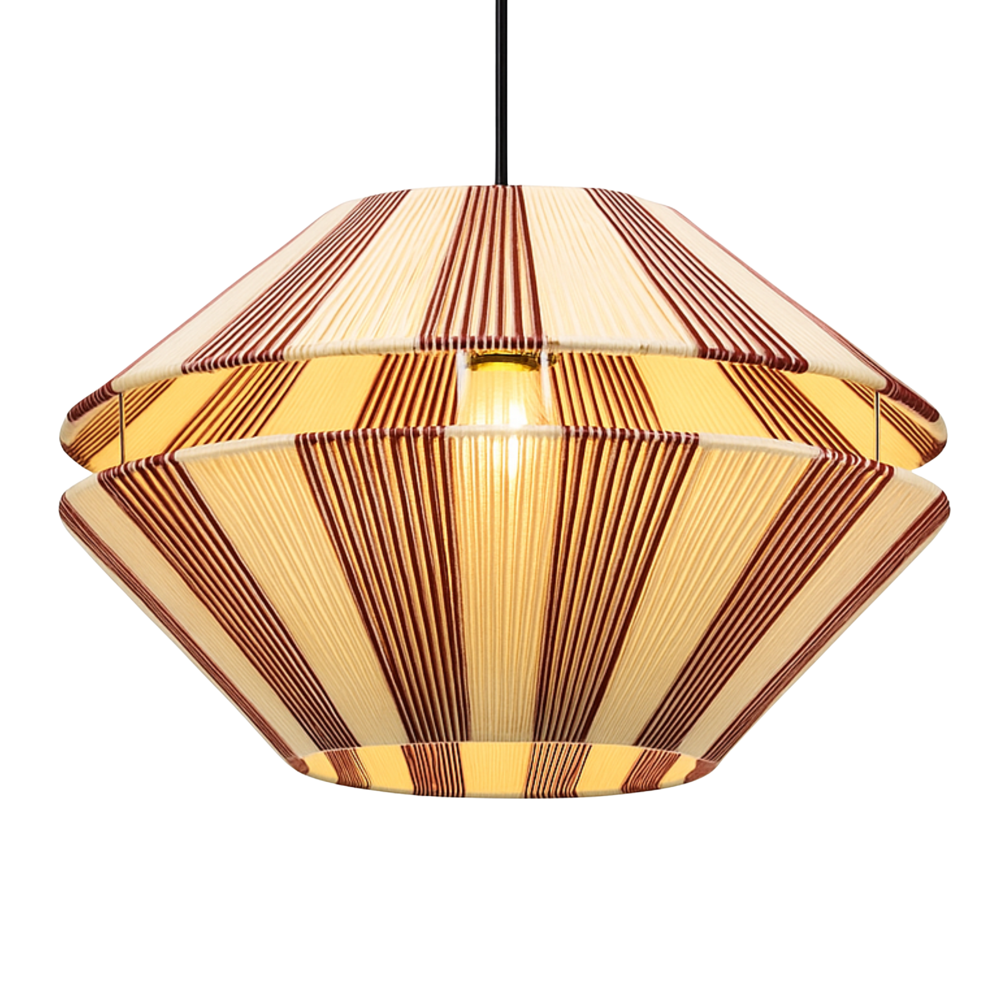 Suspension Jute Plissée Géométrique Fait Main | Design Tunisien Élégant