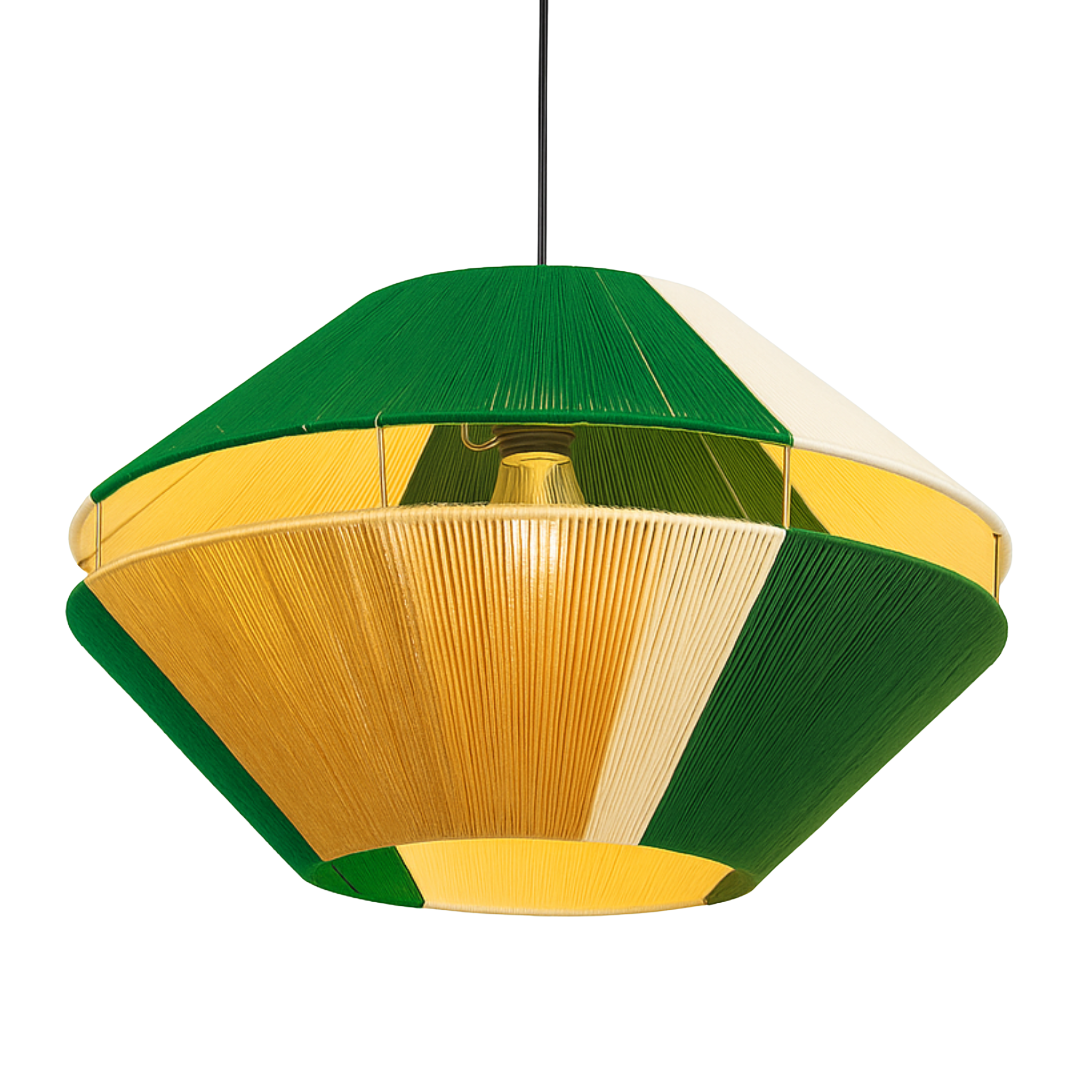 Suspension Géométrique Bicolore Vert & Jaune Fait Main | Design Tunisien Unique