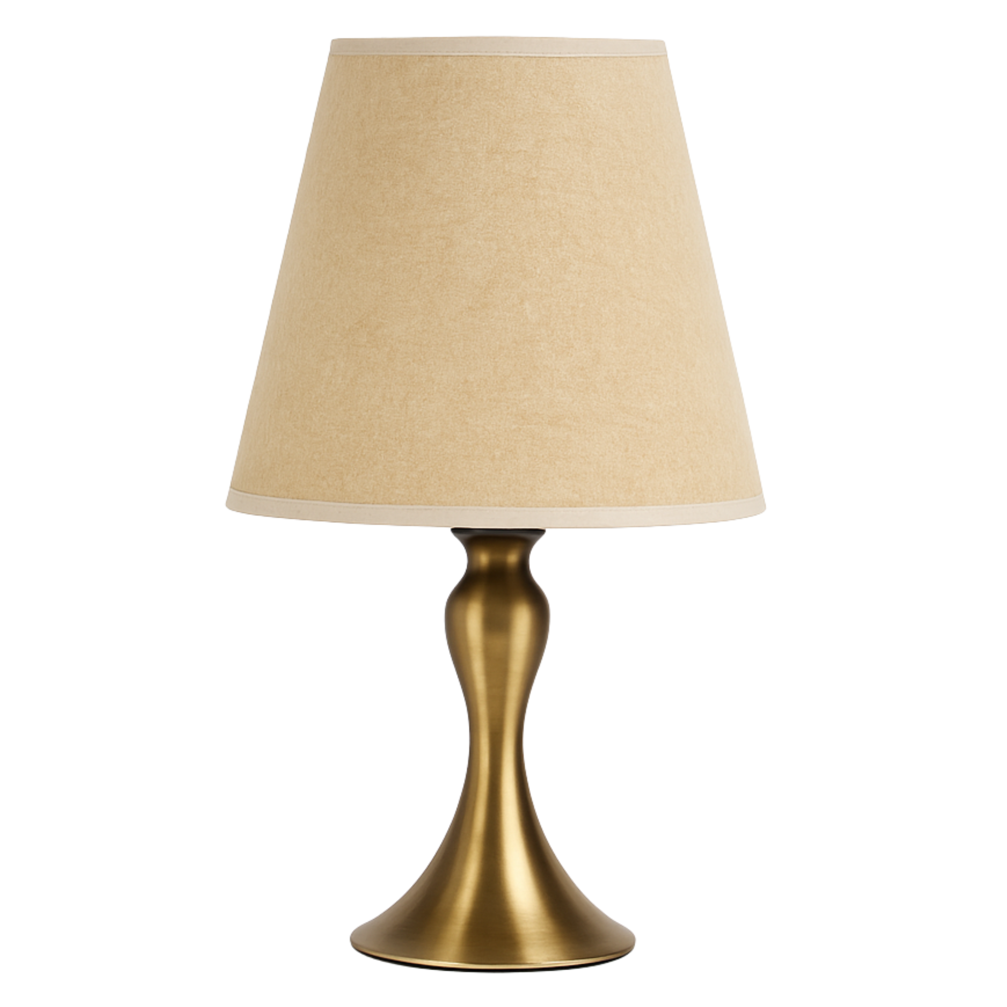 Lampe de Chevet Classique Dorée – Abat-Jour Tissu Beige