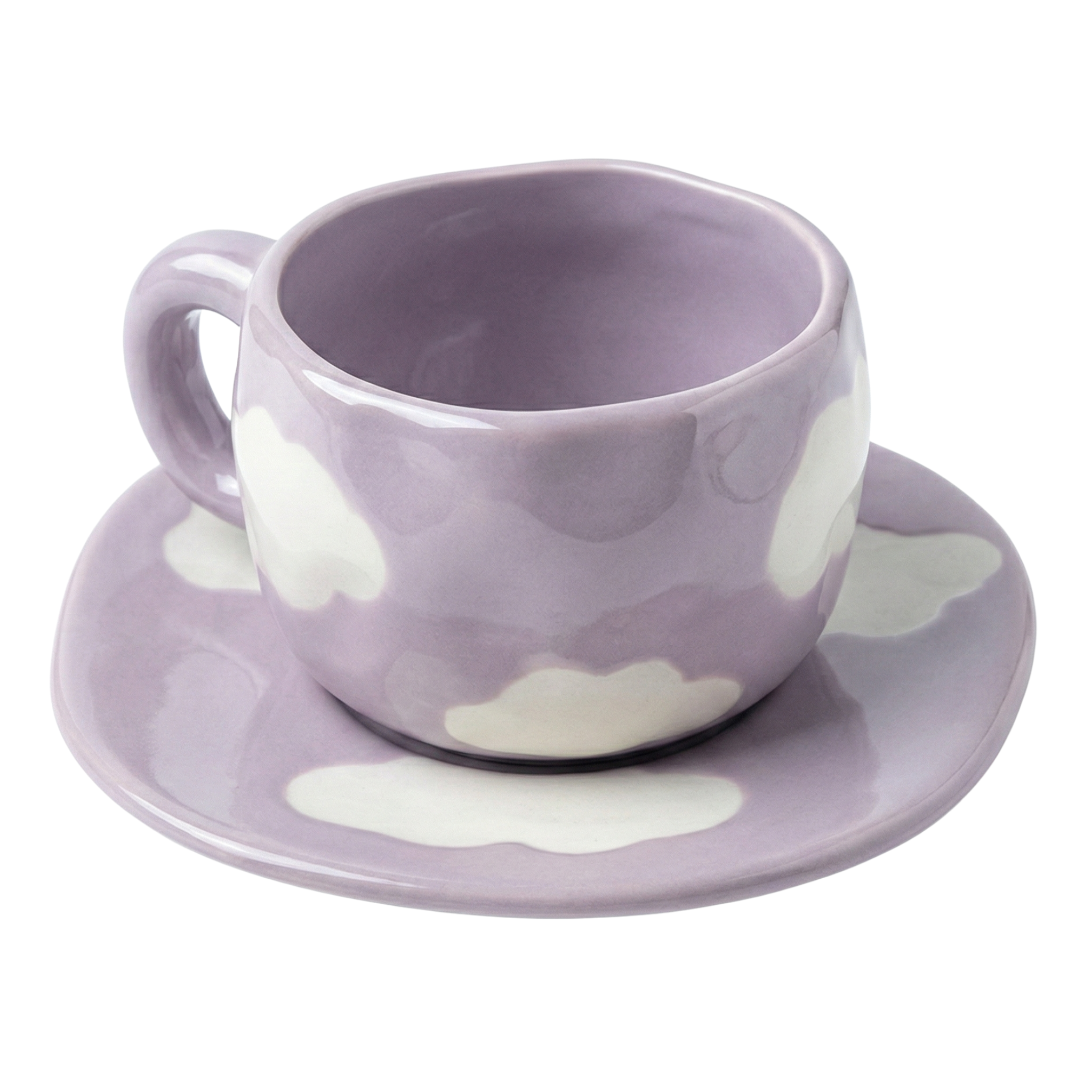 Tasse Nuage Violette Céramique — Mug Pastel Design & Soucoupe
