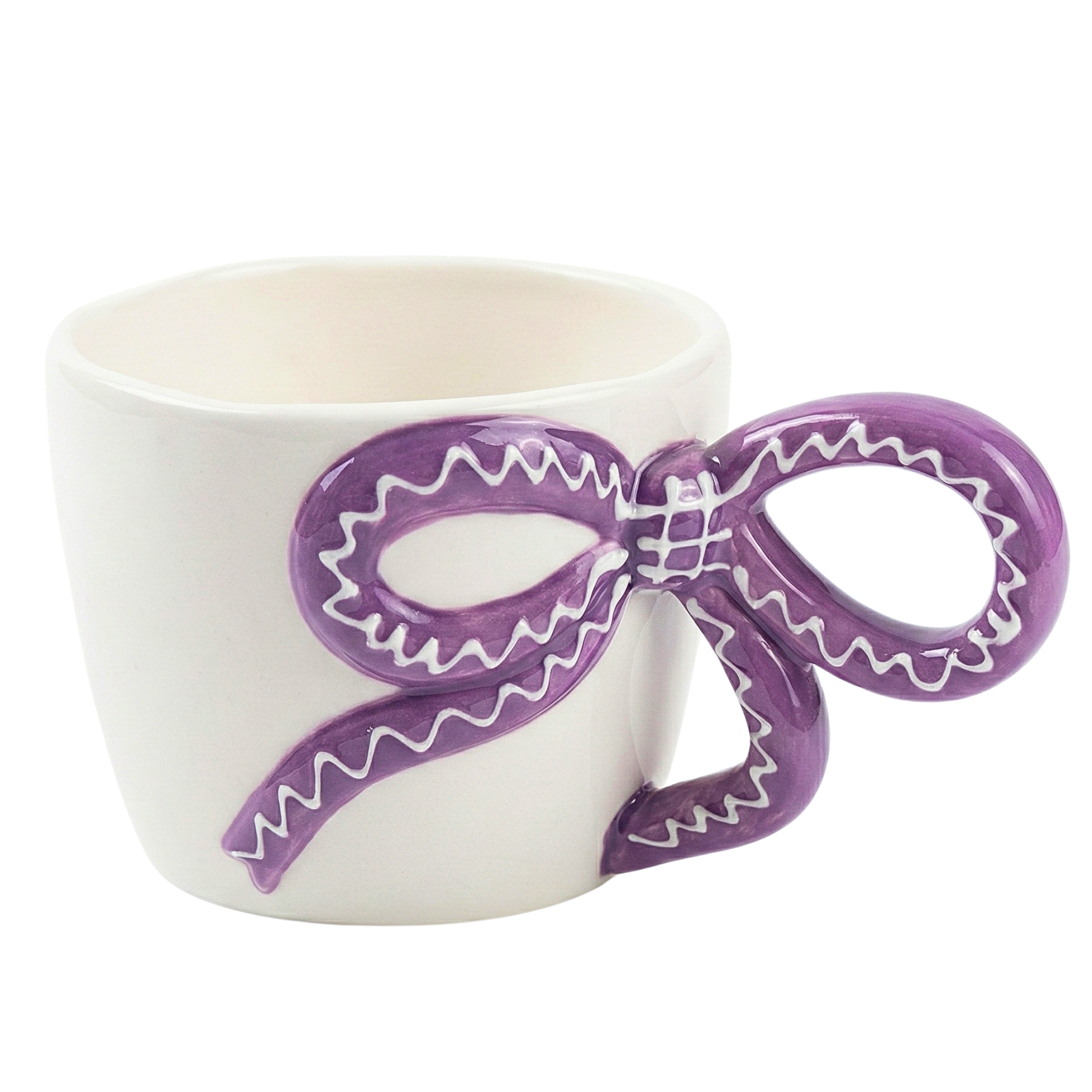 Mug Céramique "Bow" Violet – Tasse Design Nœud Tendance & Chic