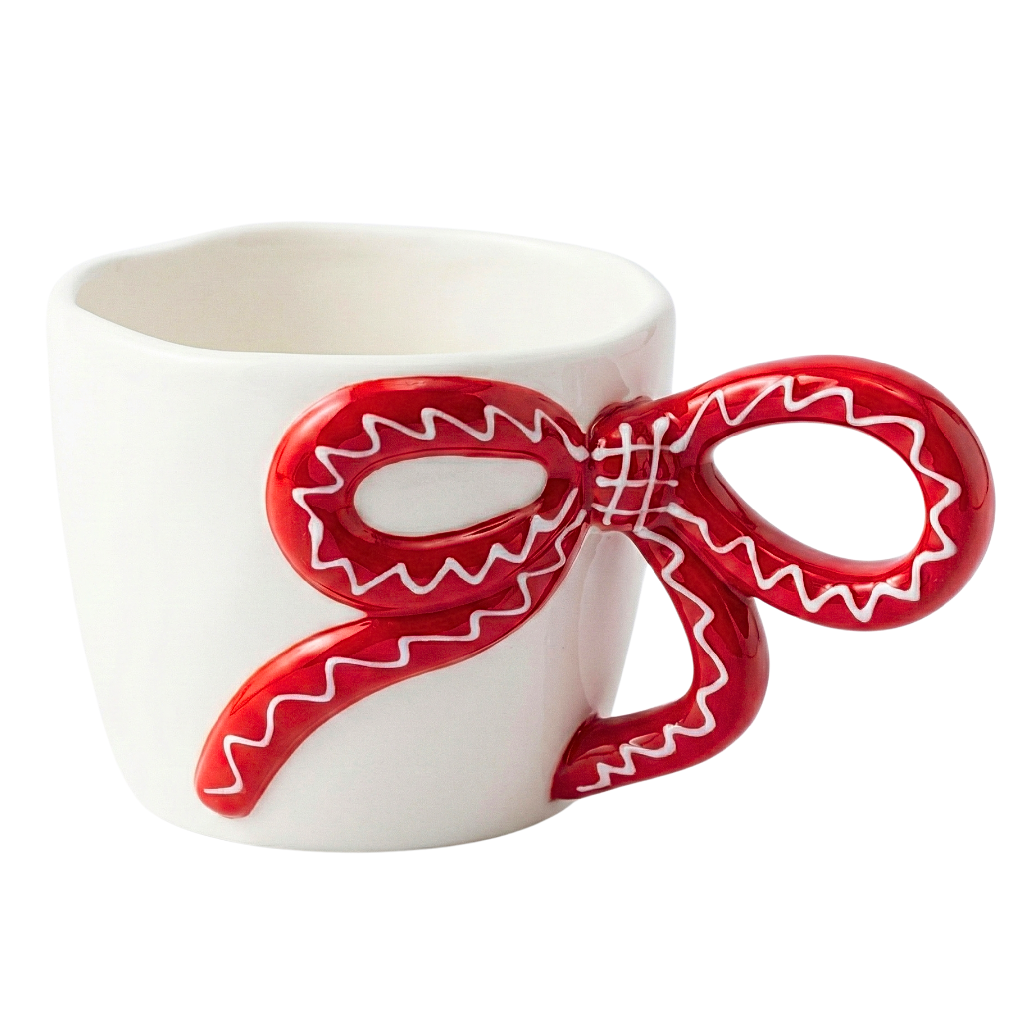 Mug Céramique Anse Nœud Rouge – Tasse Design & Tendance Tunisie