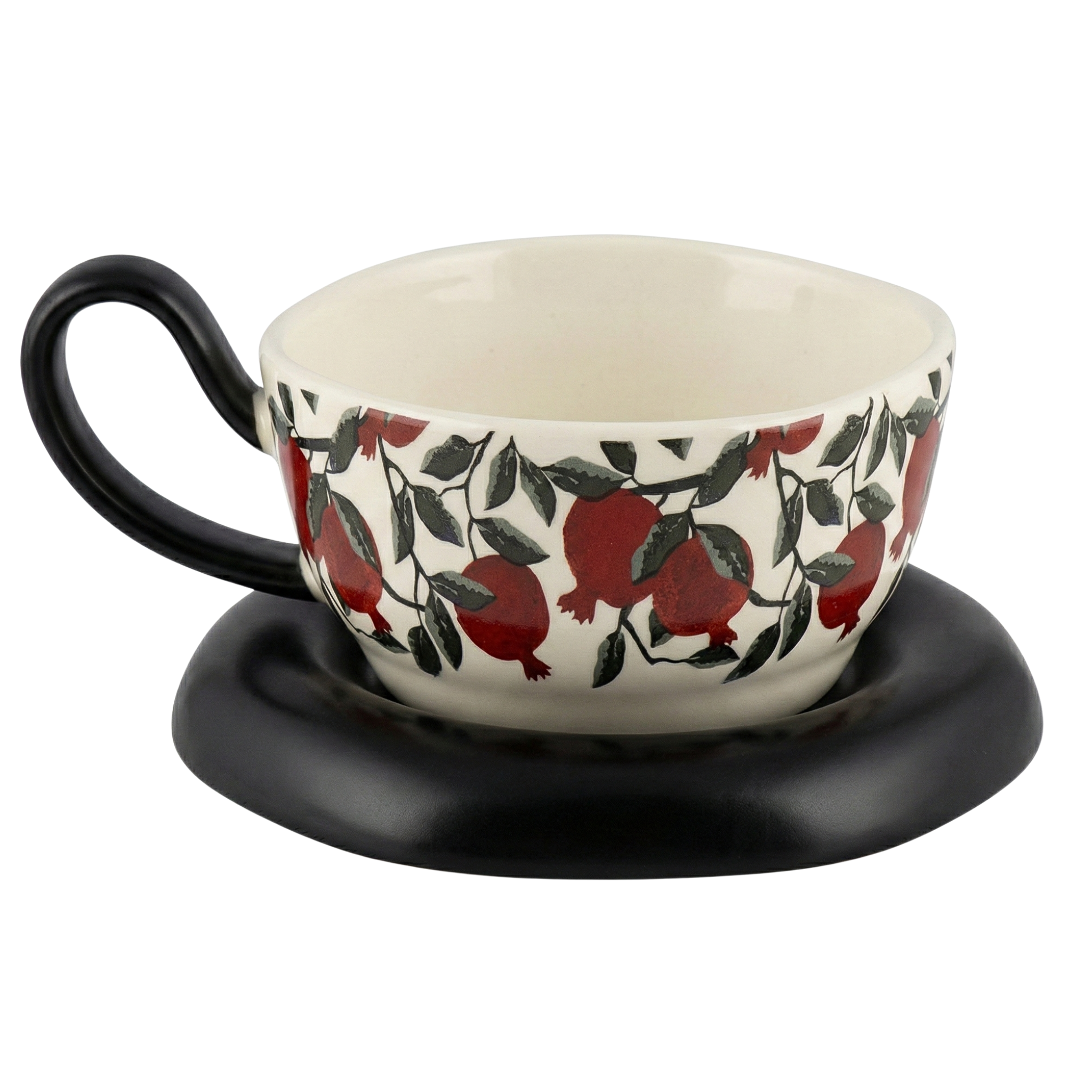 Tasse Céramique "Grenade" & Soucoupe Design Noire - Art de la Table Chic
