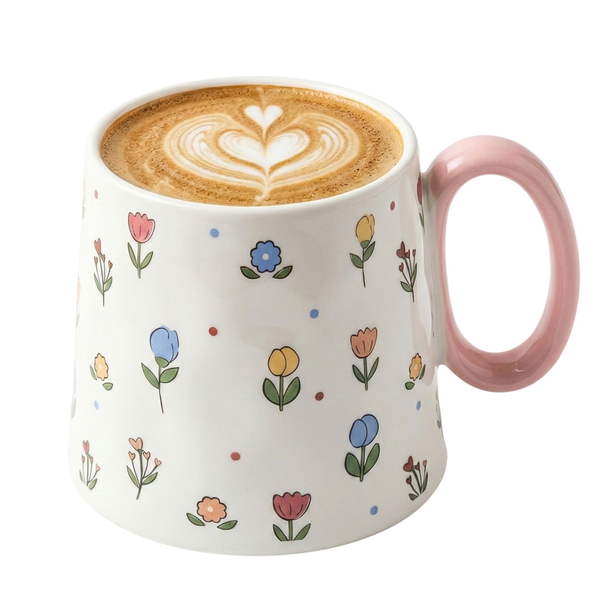 Mug Céramique "Printemps Fleuri" – Tasse Design Floral & Anse Rose