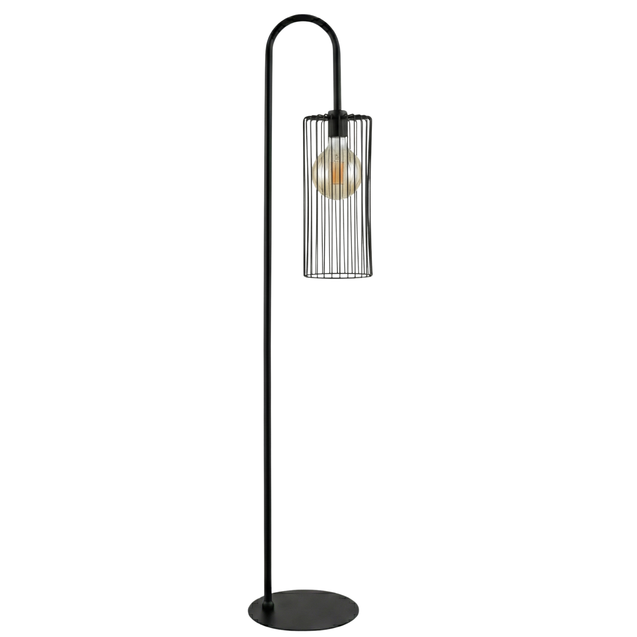 Lampadaire Trépied Métal Noir & Abat-Jour Effet Tweed – Design Moderne