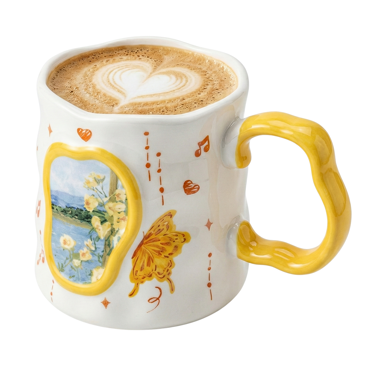 Mug Artistique "Rêverie" en Porcelaine Fine – Tasse Idéale Café au Lait