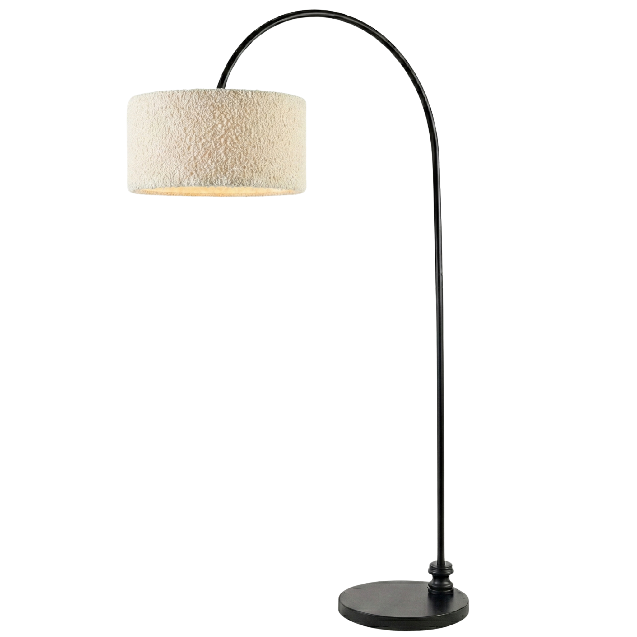 Lampadaire Girafe Design – Arc Métal & Abat-Jour Tissu Bouclette