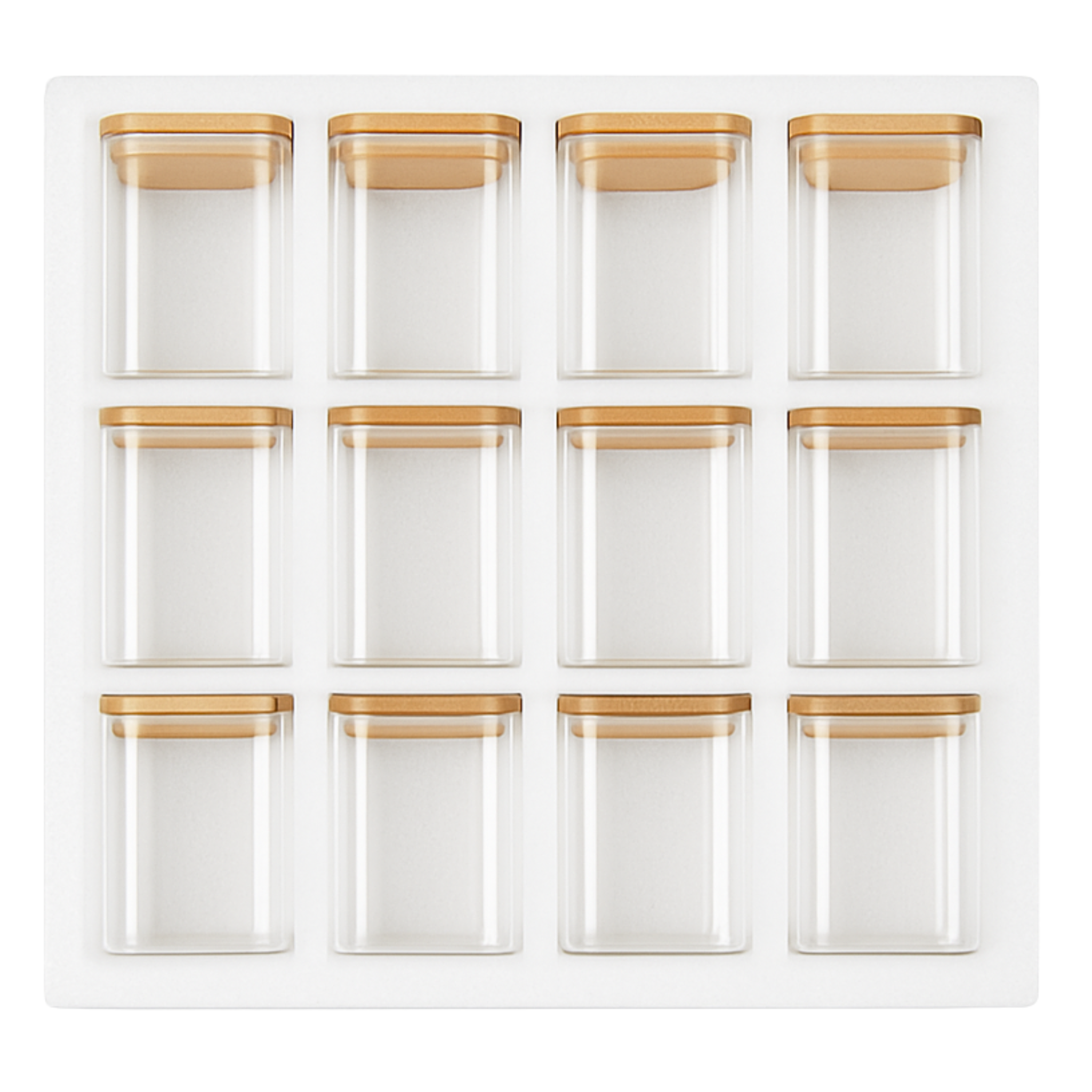 Set 12 Pots Épices Verre & Bambou – Rangement Cuisine Design