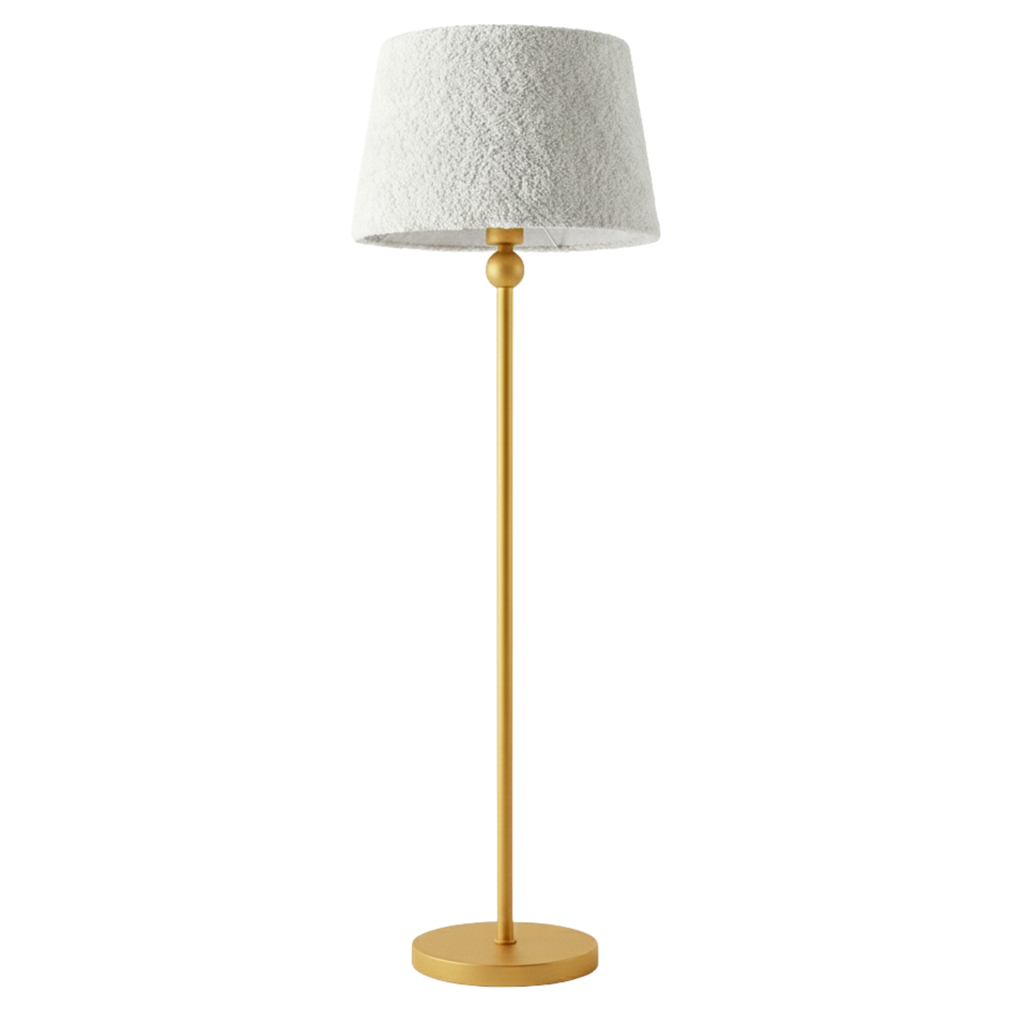 Lampadaire Sur Pied Doré Design Chic - Abat-jour Texturé Blanc