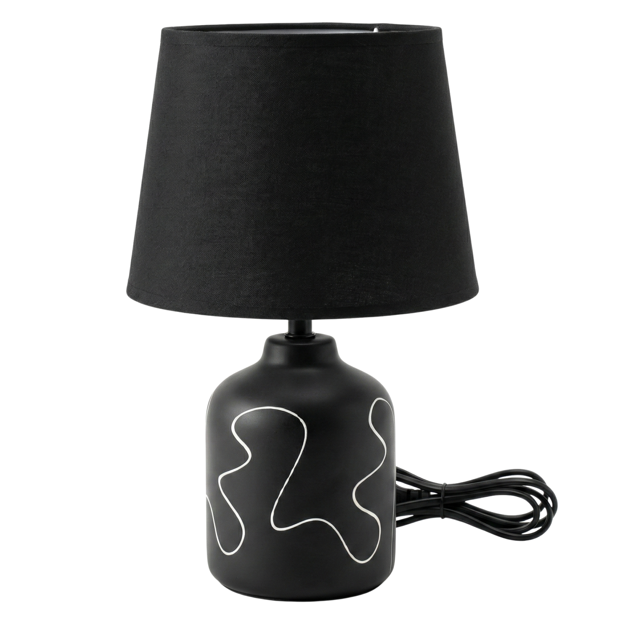 Lampe à Poser Noire Design Abstrait – Éclairage Moderne & Chic