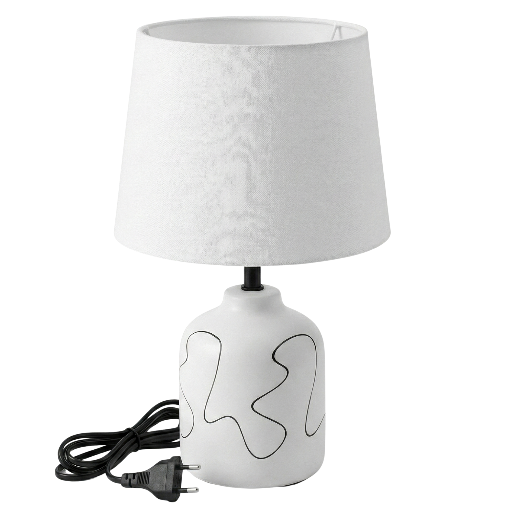 Lampe à Poser Design Abstrait en Céramique - Blanc & Noir