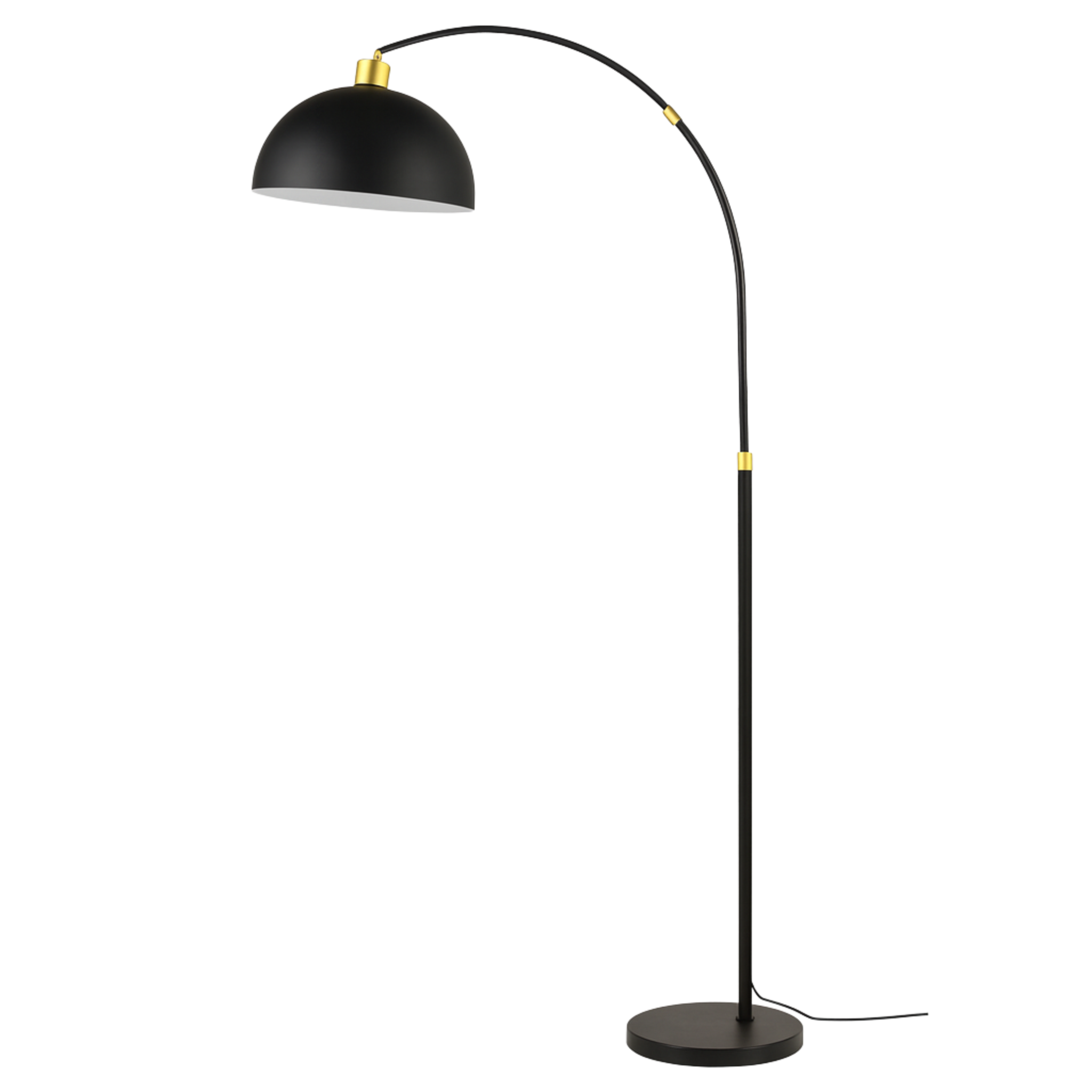 Lampadaire Arc Noir Moderne avec Détails Dorés – Élégance Design