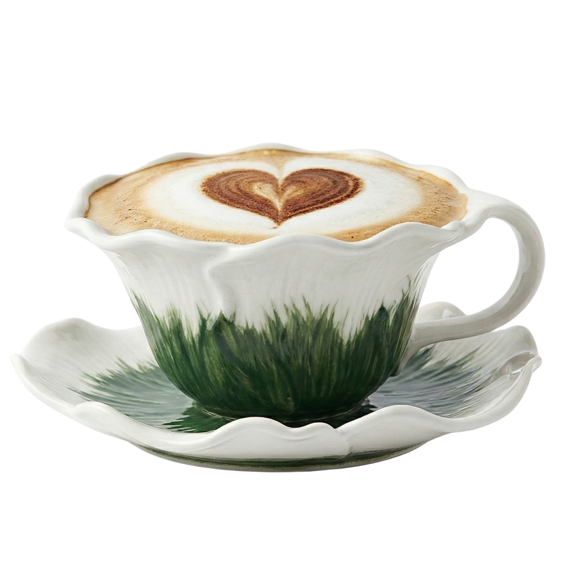 Tasse à Café Céramique "Jardin d'Hiver" avec Soucoupe - Design Floral