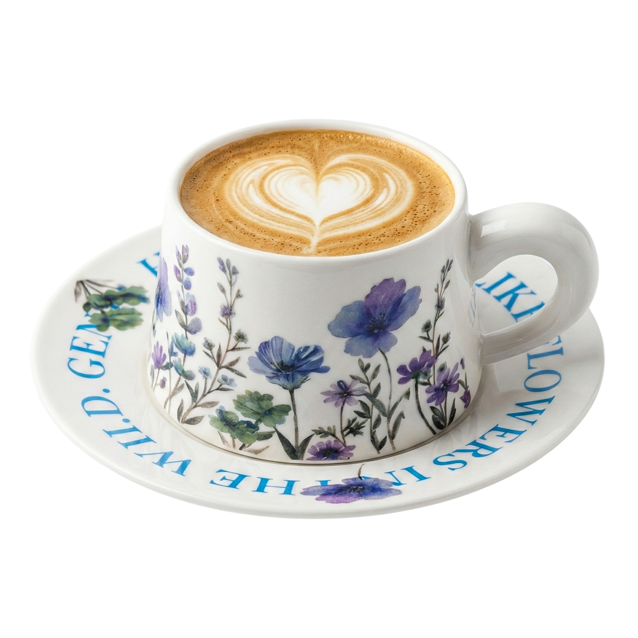 Tasse à Café Céramique Fleurs Sauvages & Soucoupe – Design Élégant