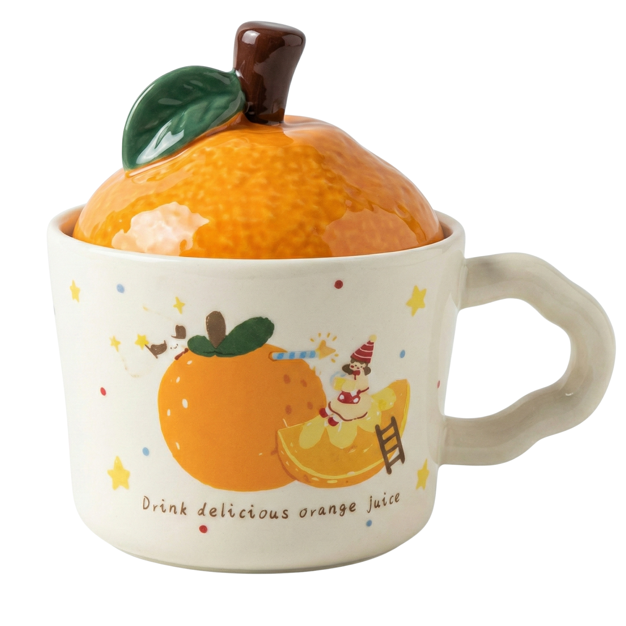 Mug Céramique Orange avec Couvercle 3D – Tasse Originale & Kawaii