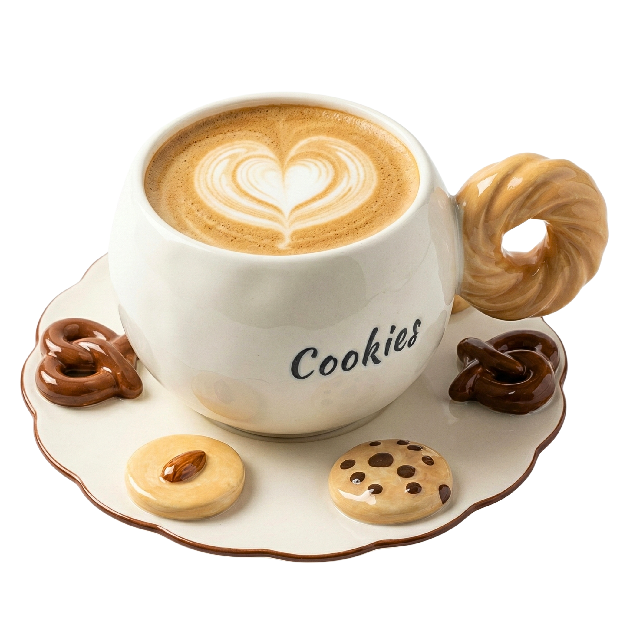 Tasse & Soucoupe Design "Cookies" – Service Café Gourmand en Céramique